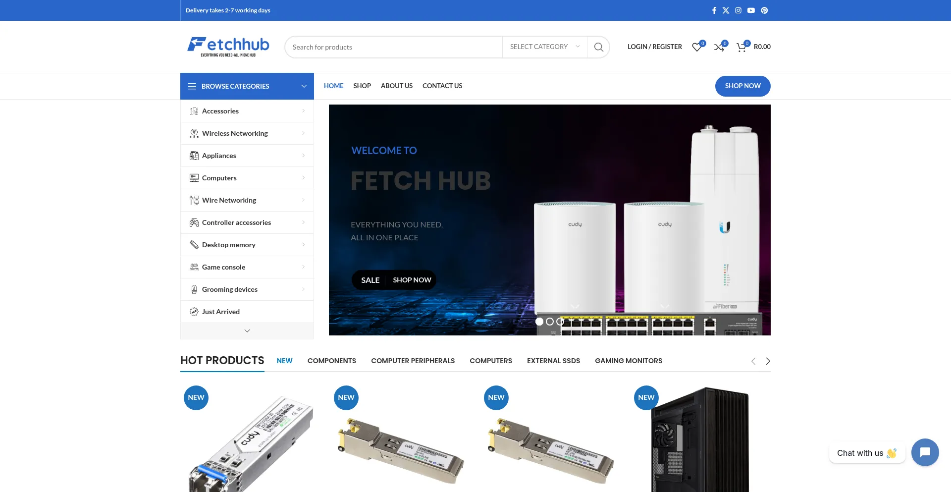 Website screenshot of Fetchhub.co.za