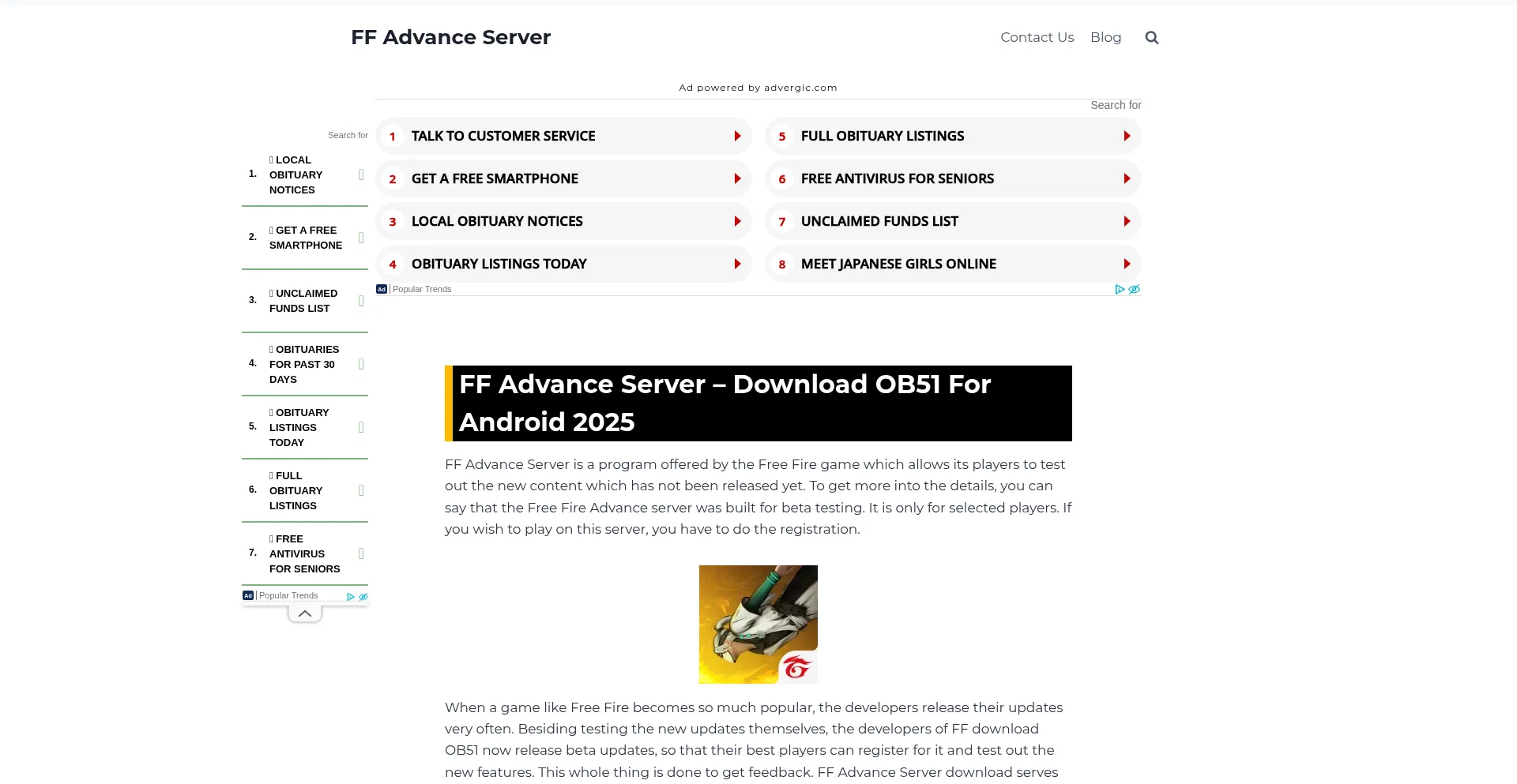 Ffadvanceserver.com Screenshot