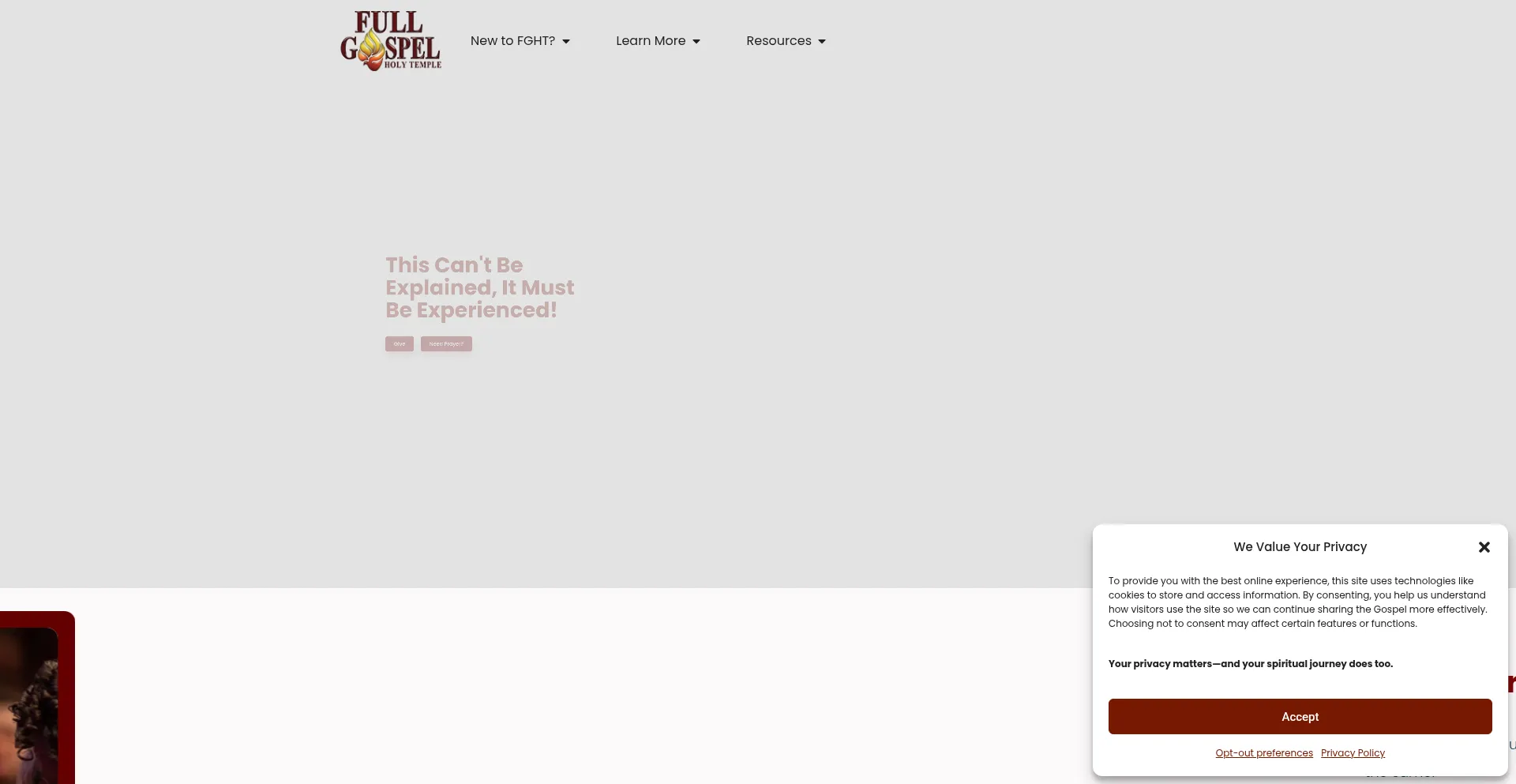 Website screenshot of Fght.org