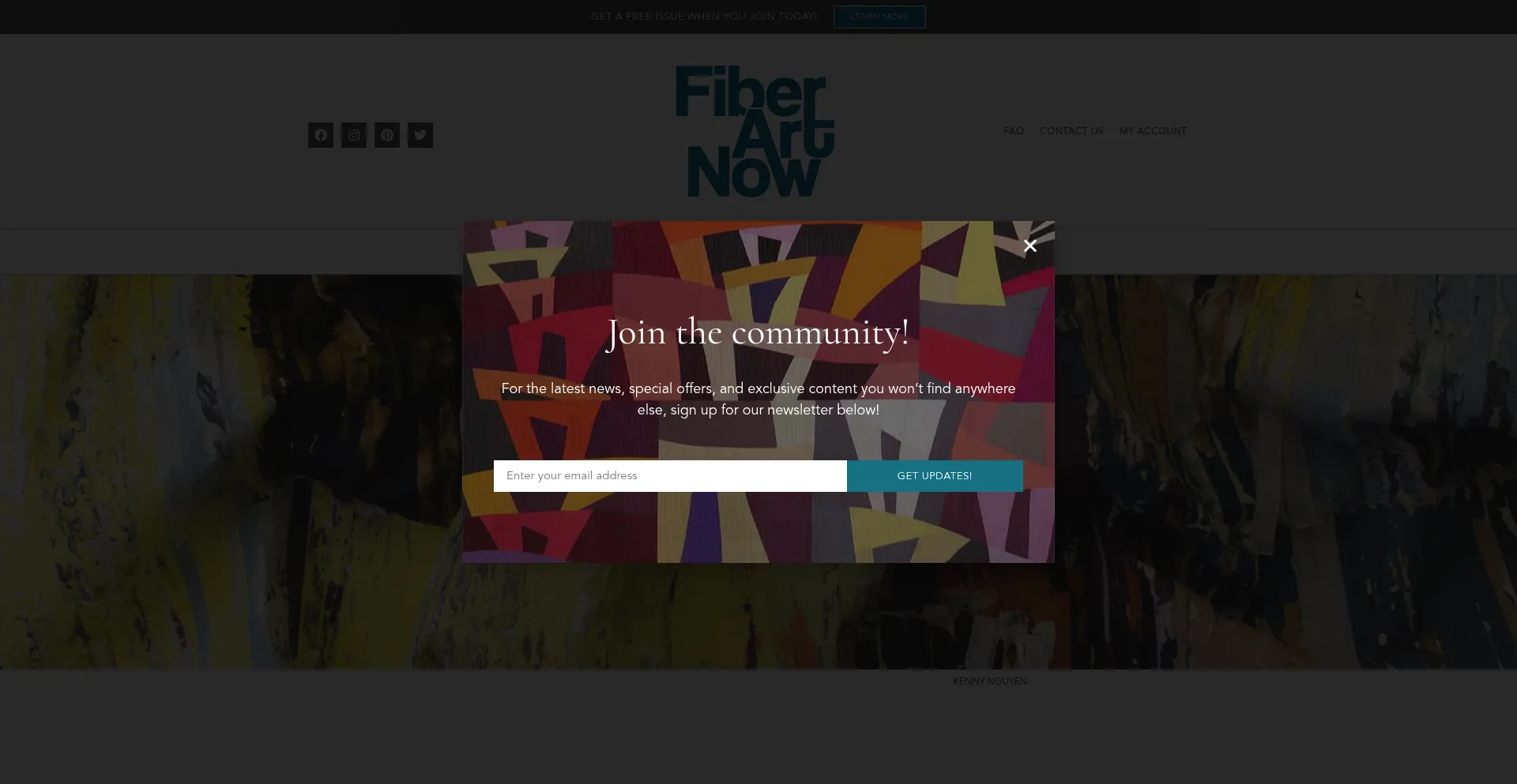 Website screenshot of Fiberartnow.net