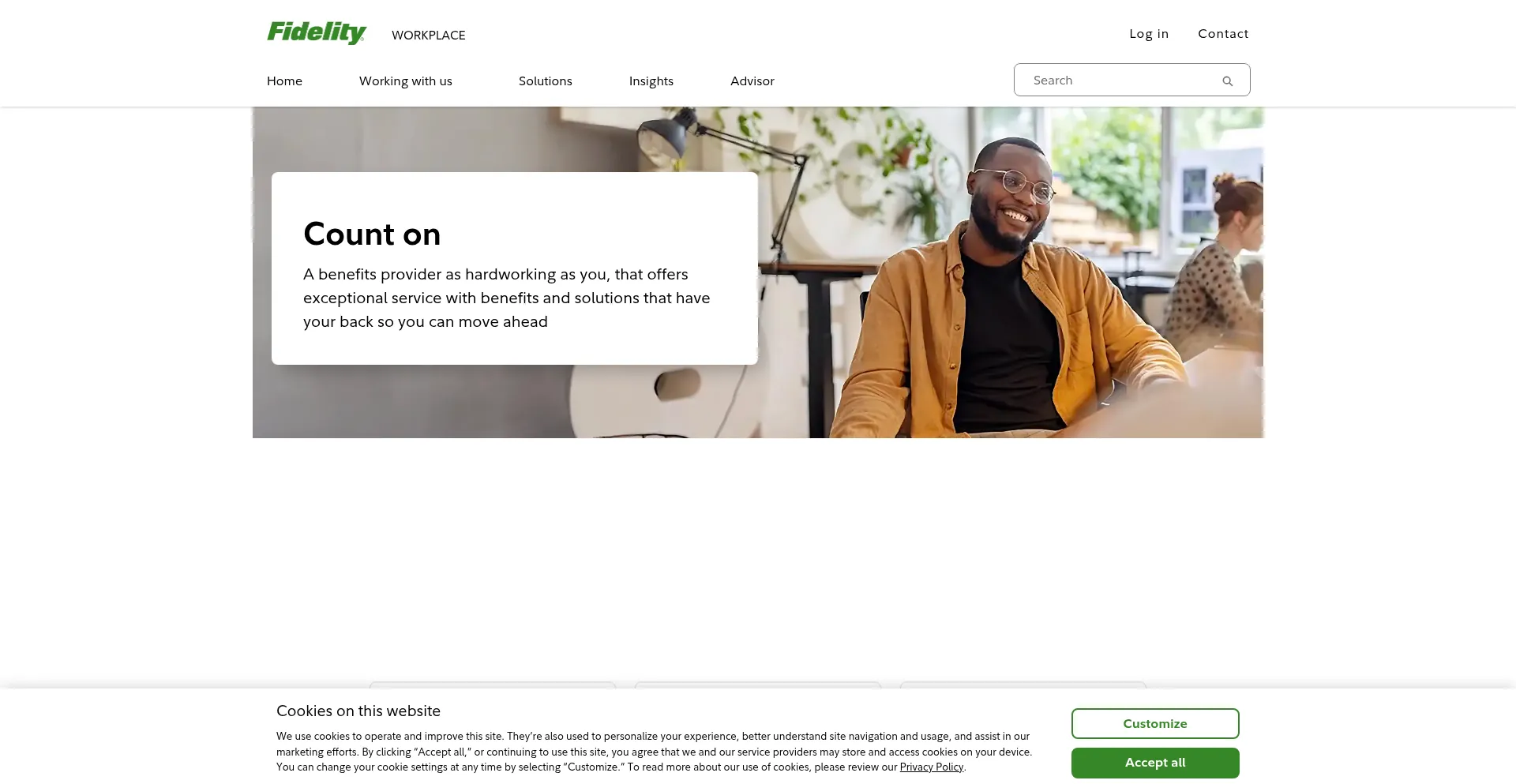 Website screenshot of Fidelityworkplace.com