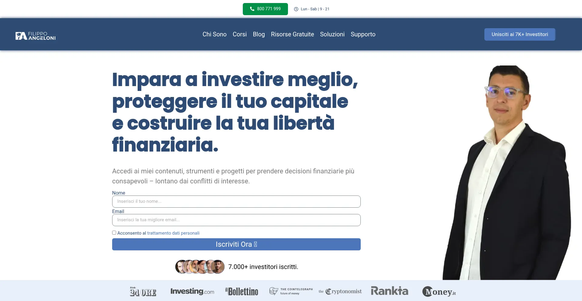 Website screenshot of Filippoangeloni.com