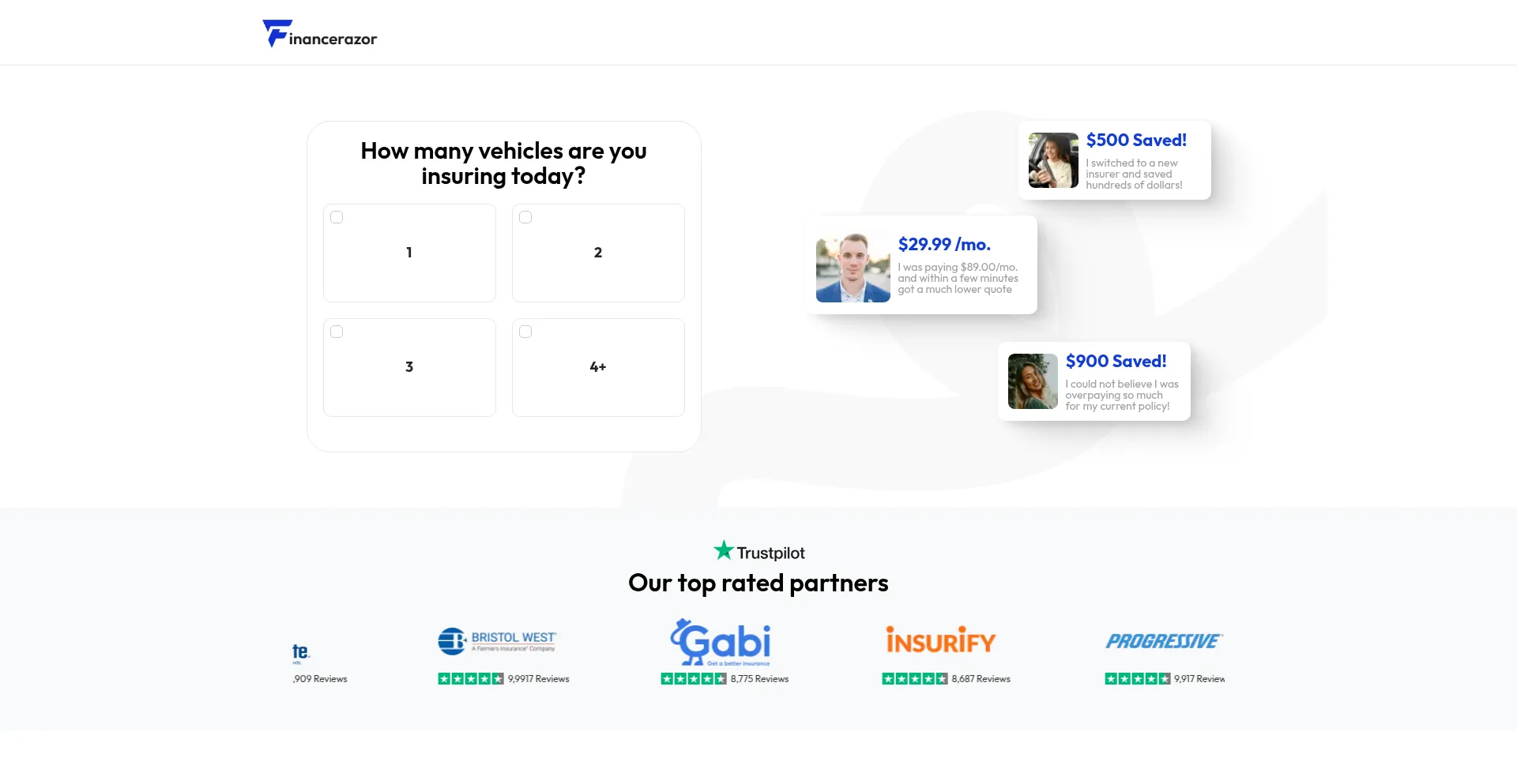 Website screenshot of Financerazor.com