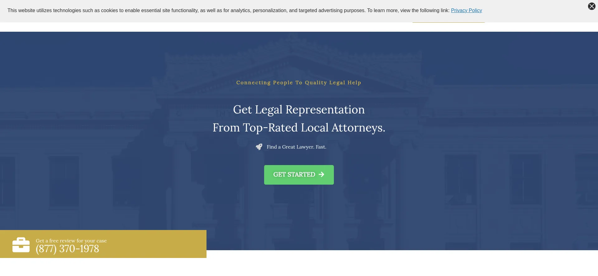 Website screenshot of Findlegal.com