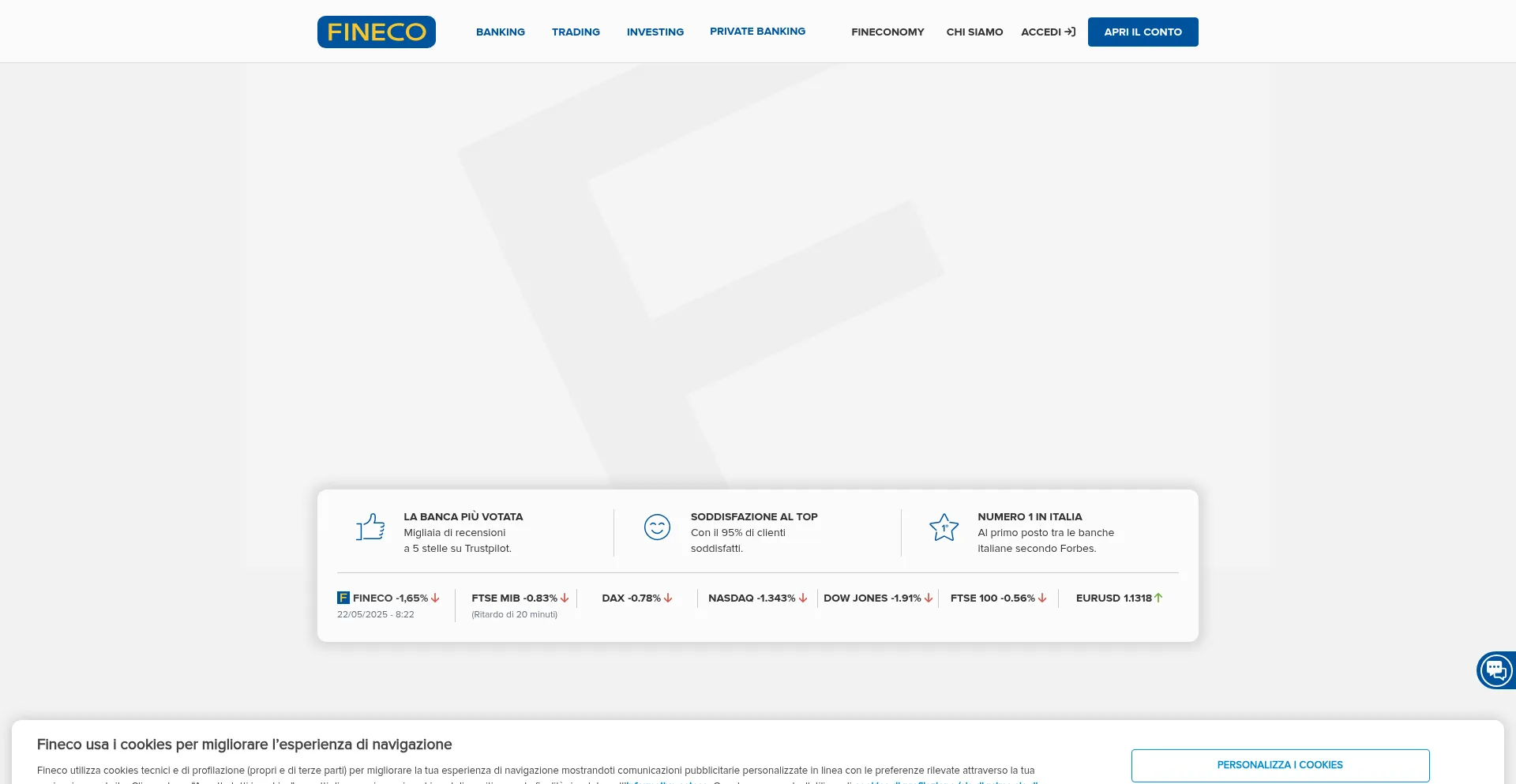 Website screenshot of Finecobank.com