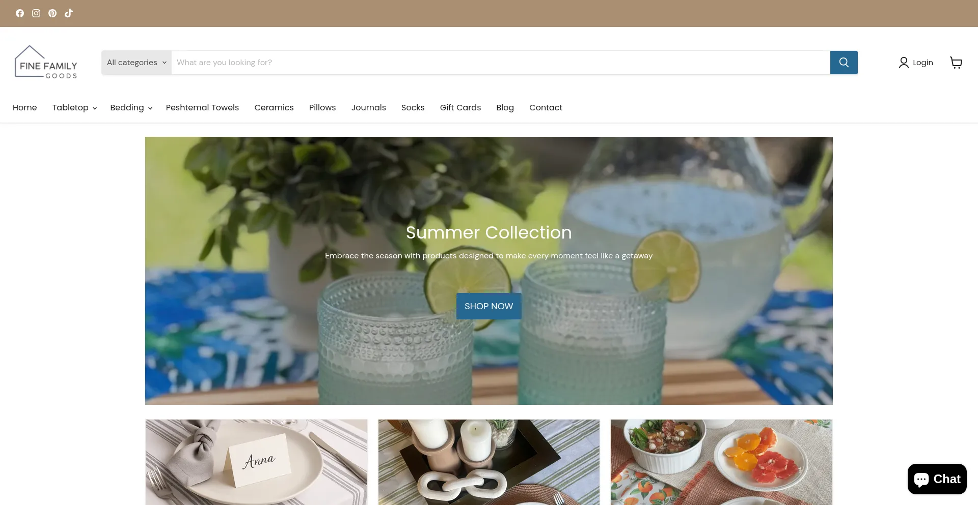Website screenshot of Finefamilygoods.com