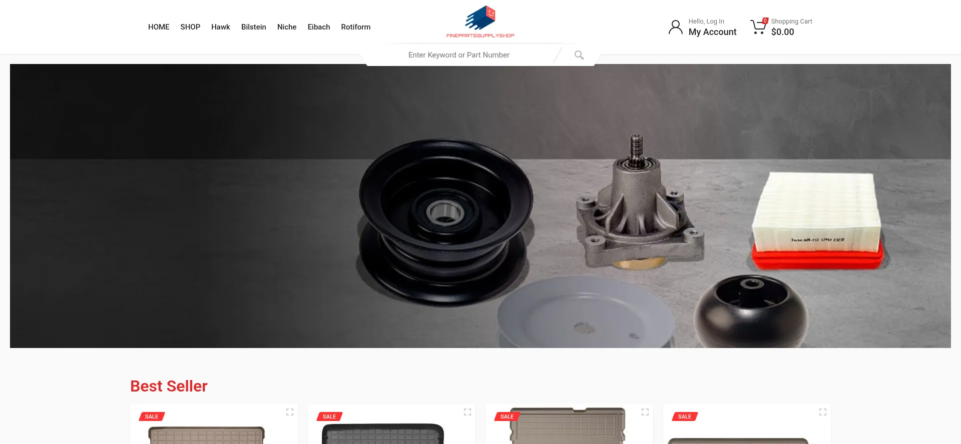Website screenshot of Finepartssupplyshop.com