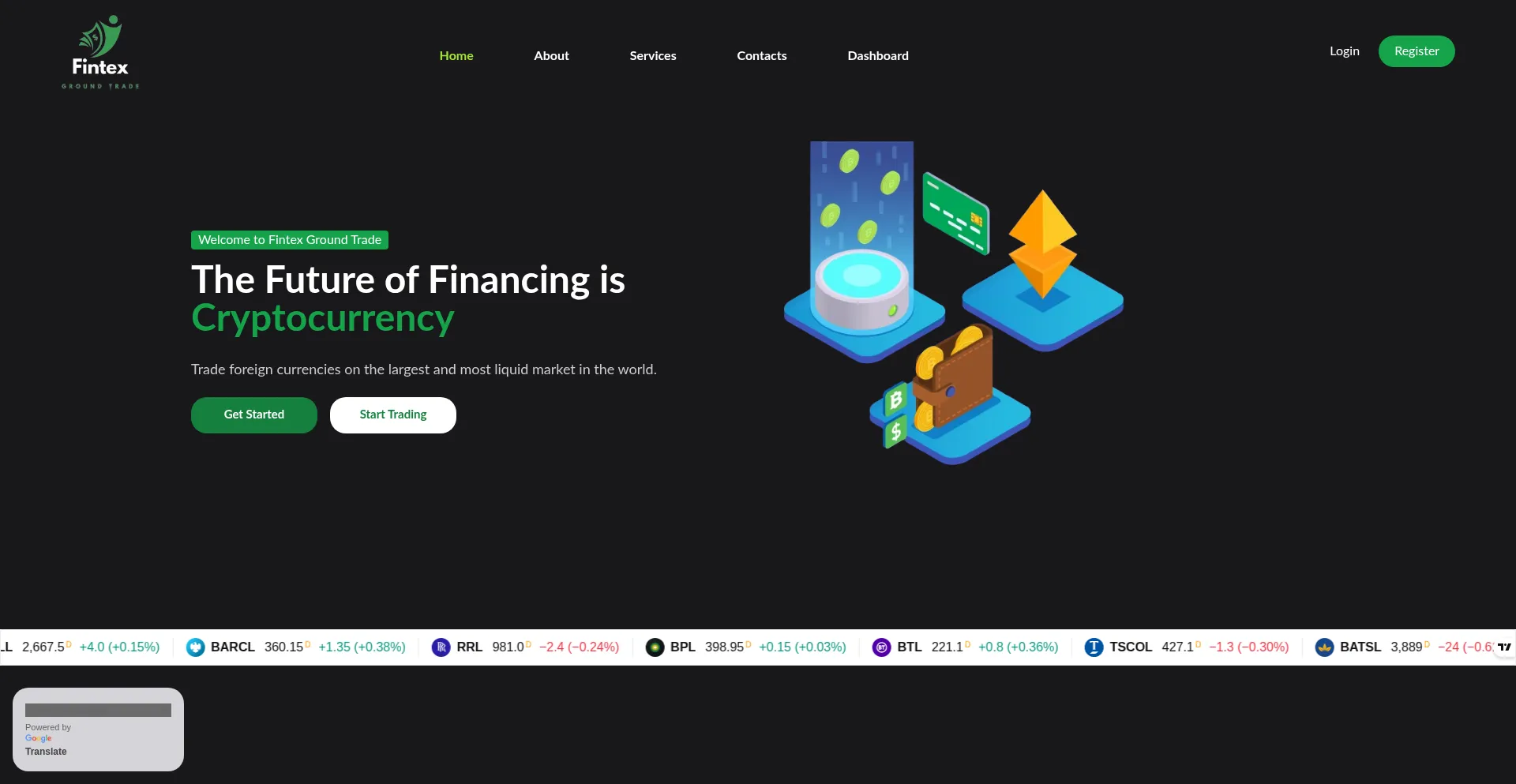 Website screenshot of Fintexgroundtrade.com