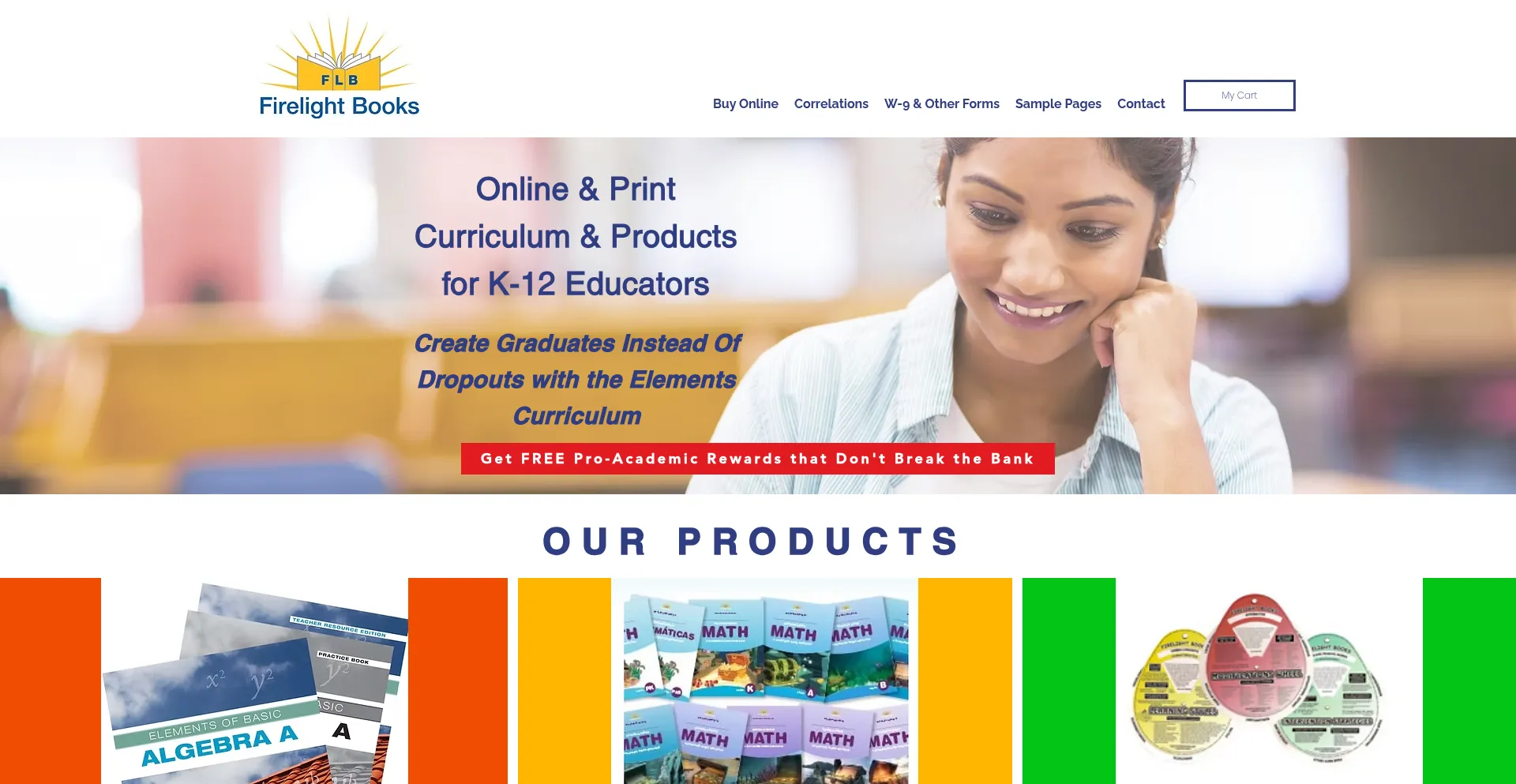 Website screenshot of Firelightbooks.com