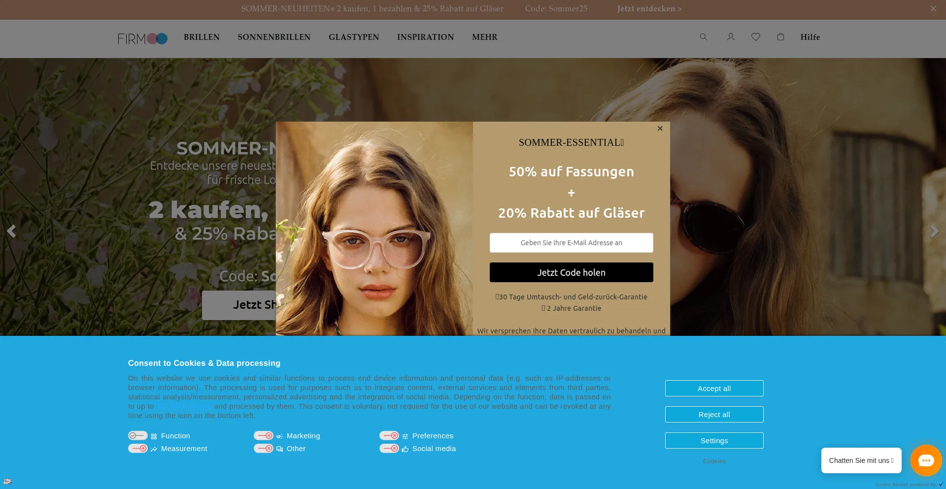 Website screenshot of Firmoo.de