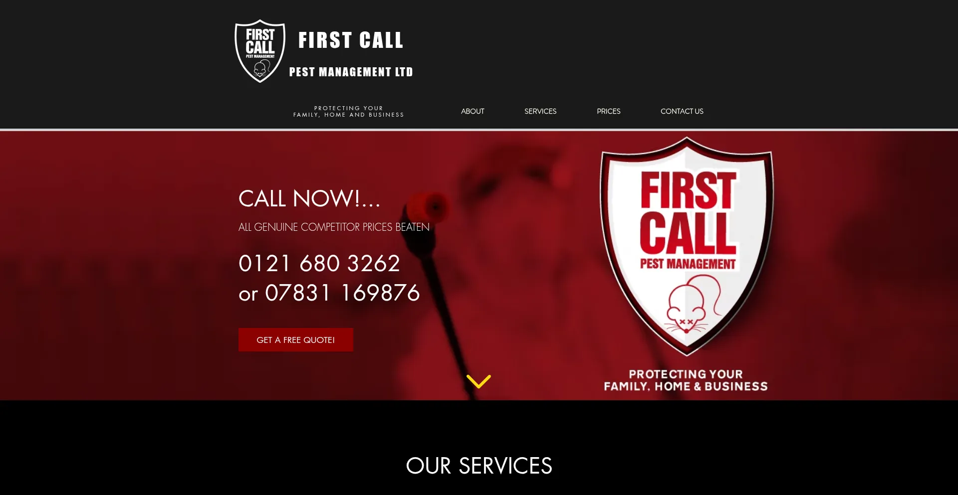 Website screenshot of Firstcallpestmanagement.com