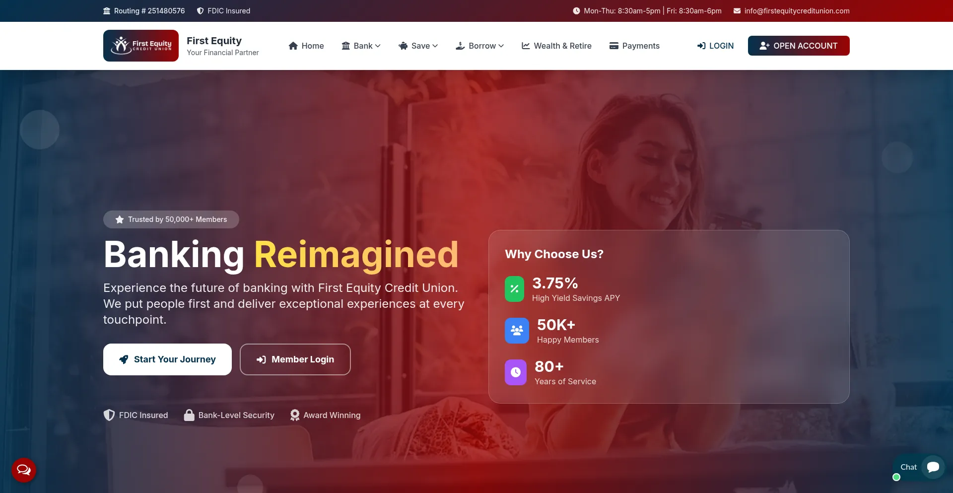 Website screenshot of Firstequitycreditunion.com