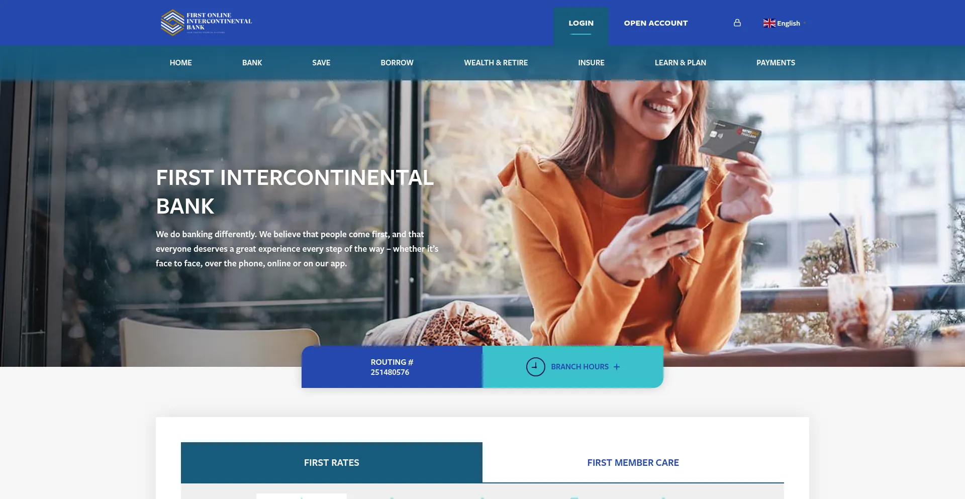 Website screenshot of Firstintlbank.pro