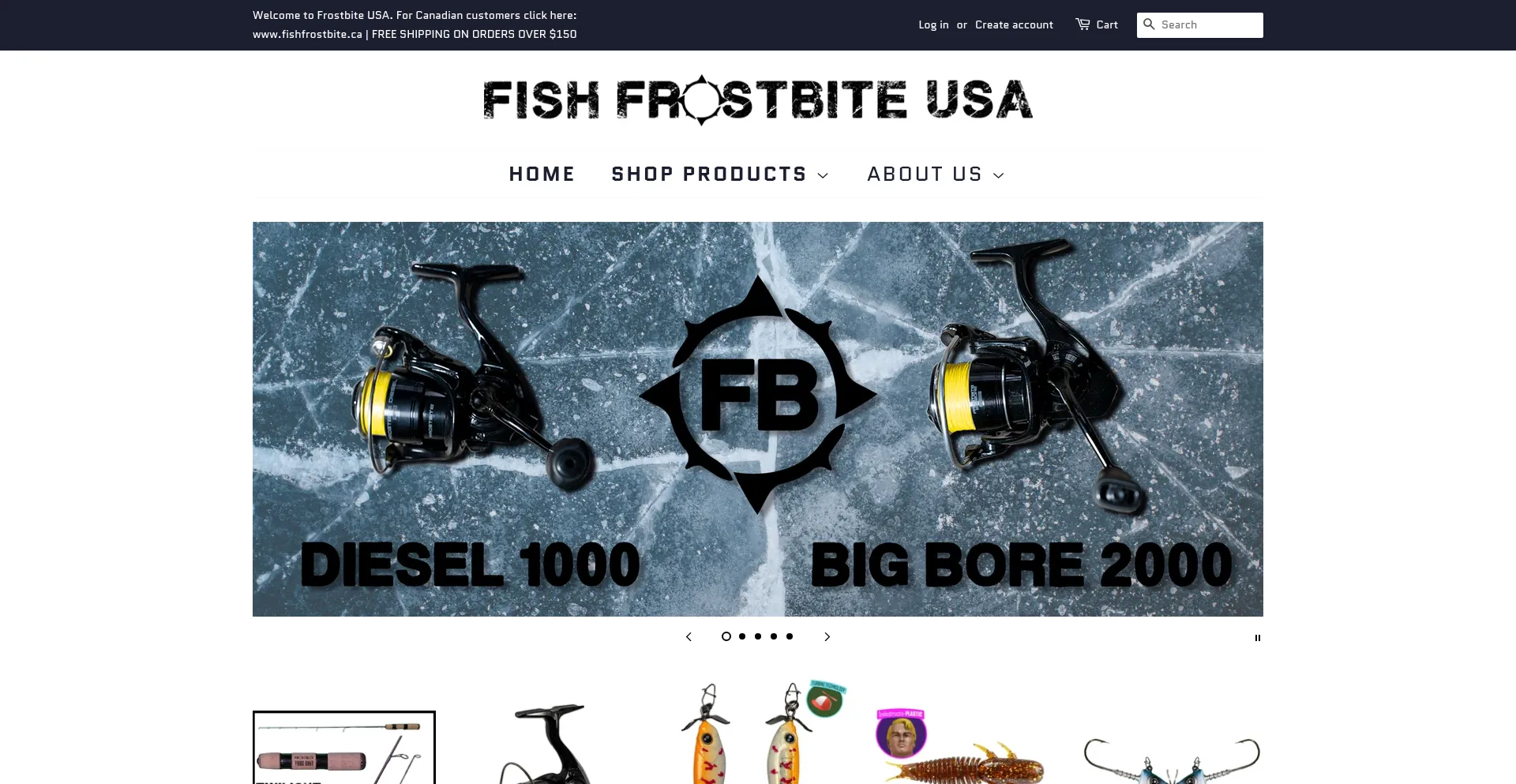 Website screenshot of Fishfrostbite.com