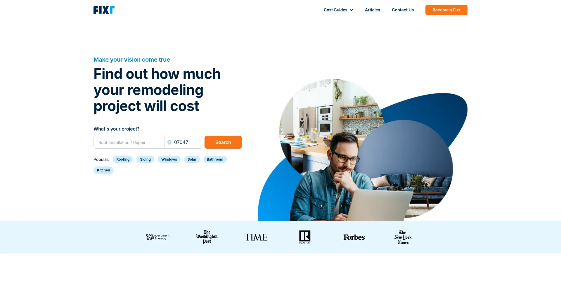 Website screenshot of Fixr.com
