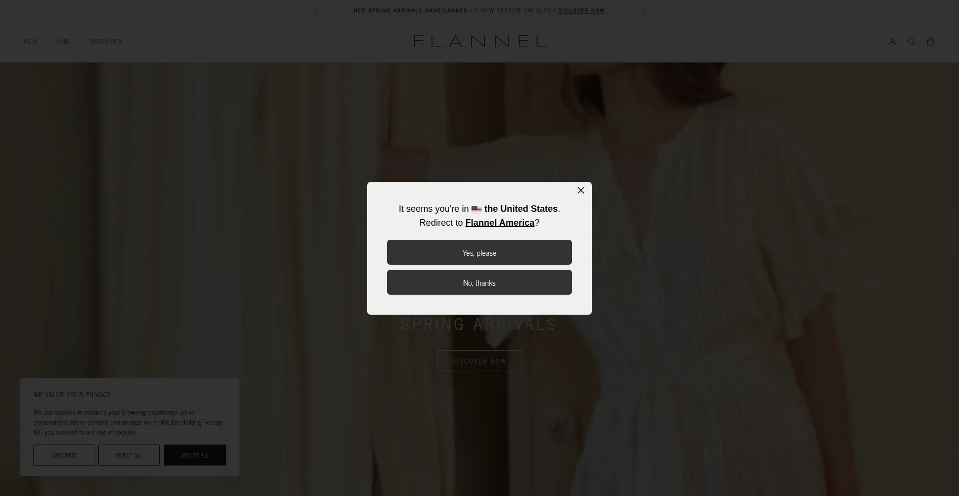 Website screenshot of Flannel.com.au