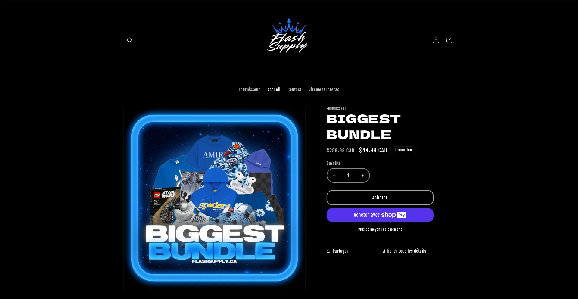 Website screenshot of Flashsupply.ca