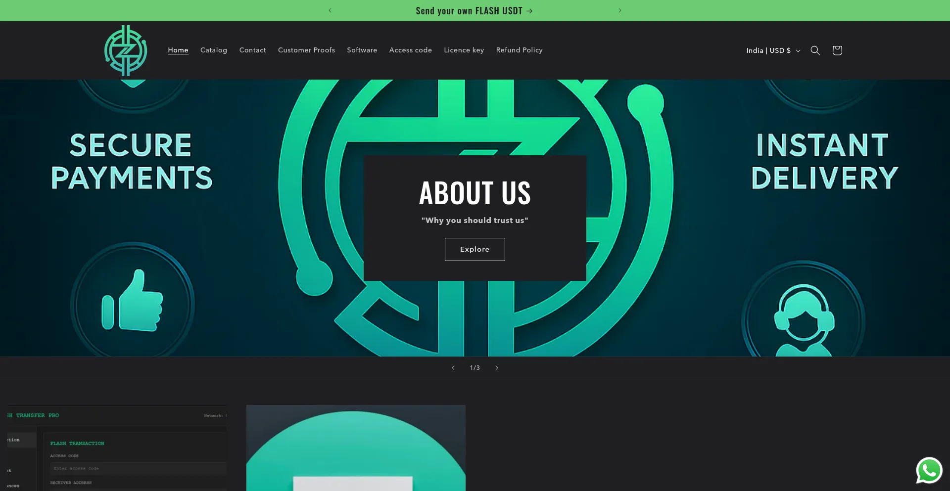 Website screenshot of Flashusdt.store