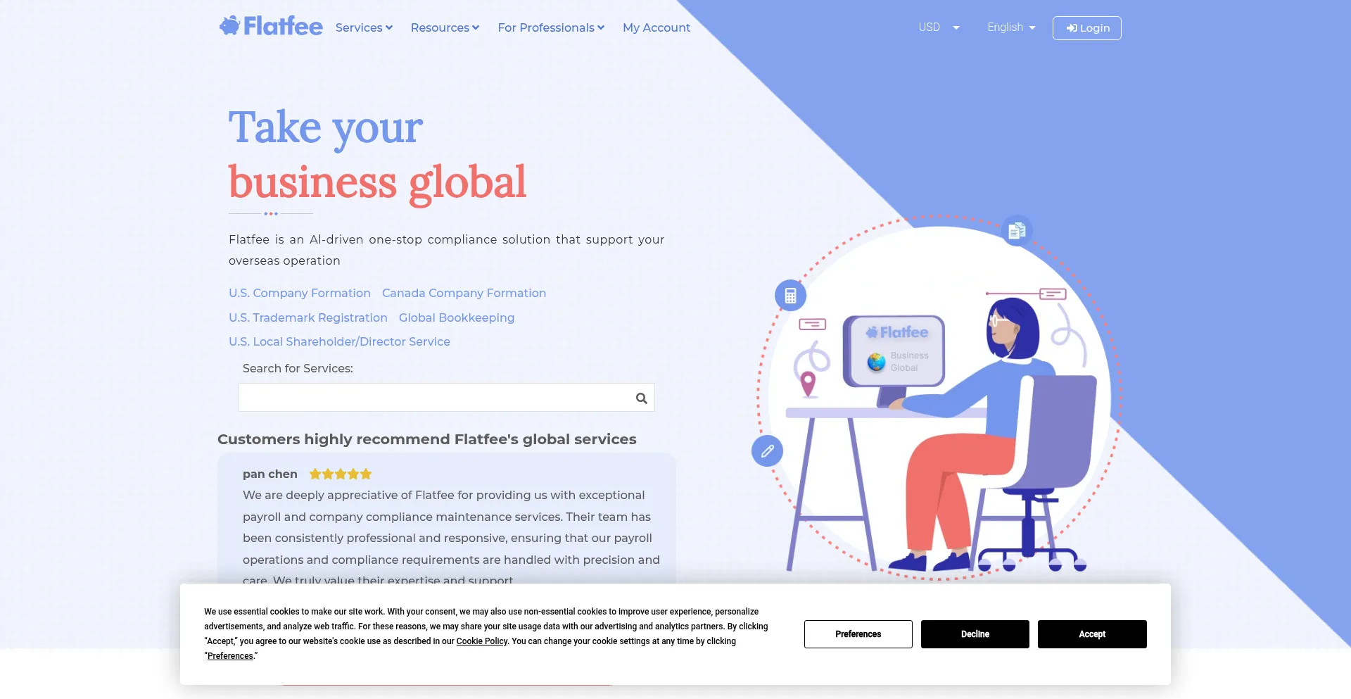 Website screenshot of Flatfeecorp.com