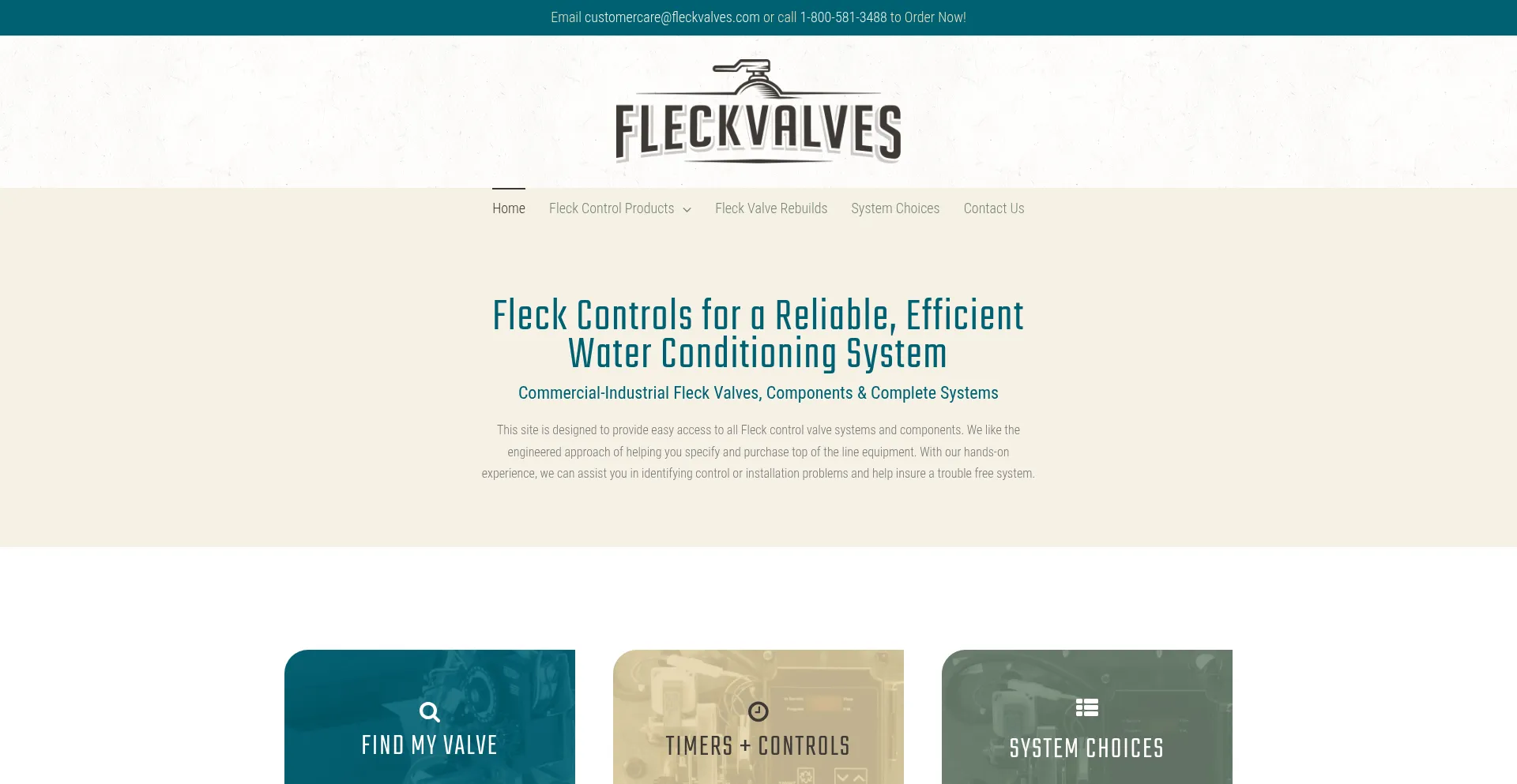 Website screenshot of Fleckvalves.com
