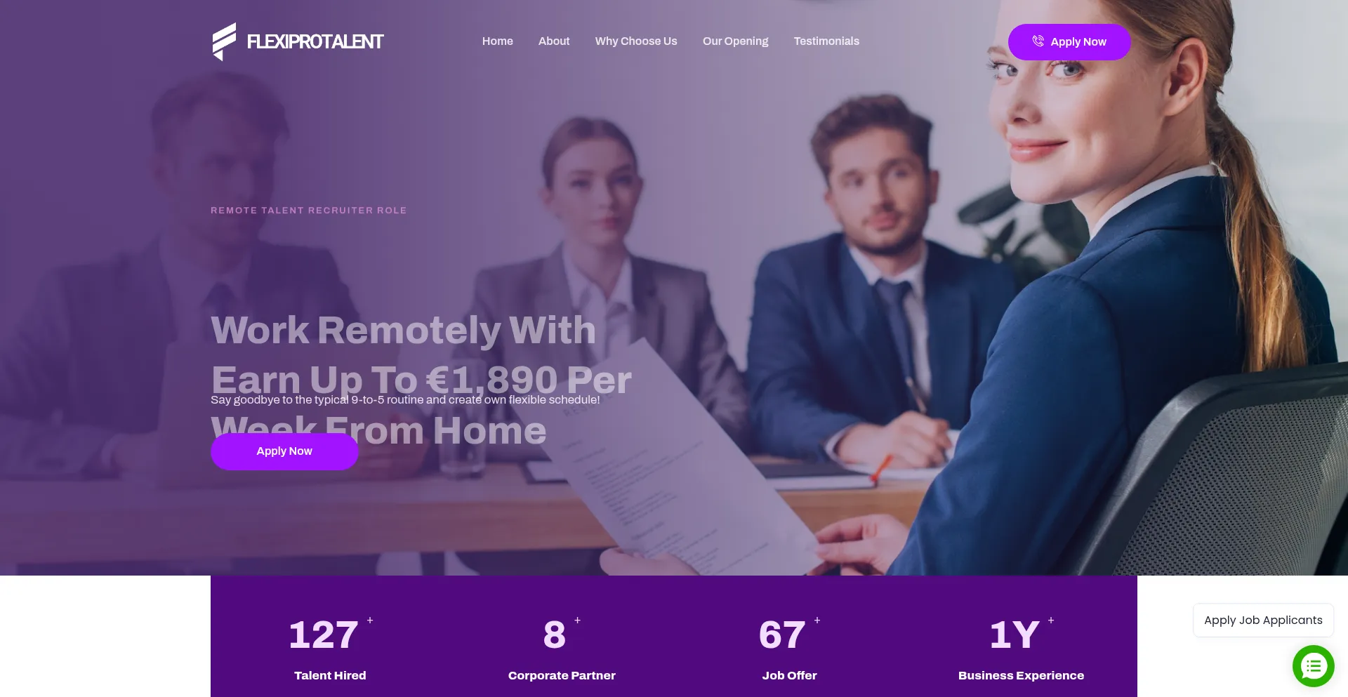 Website screenshot of Flexiprotalent.online