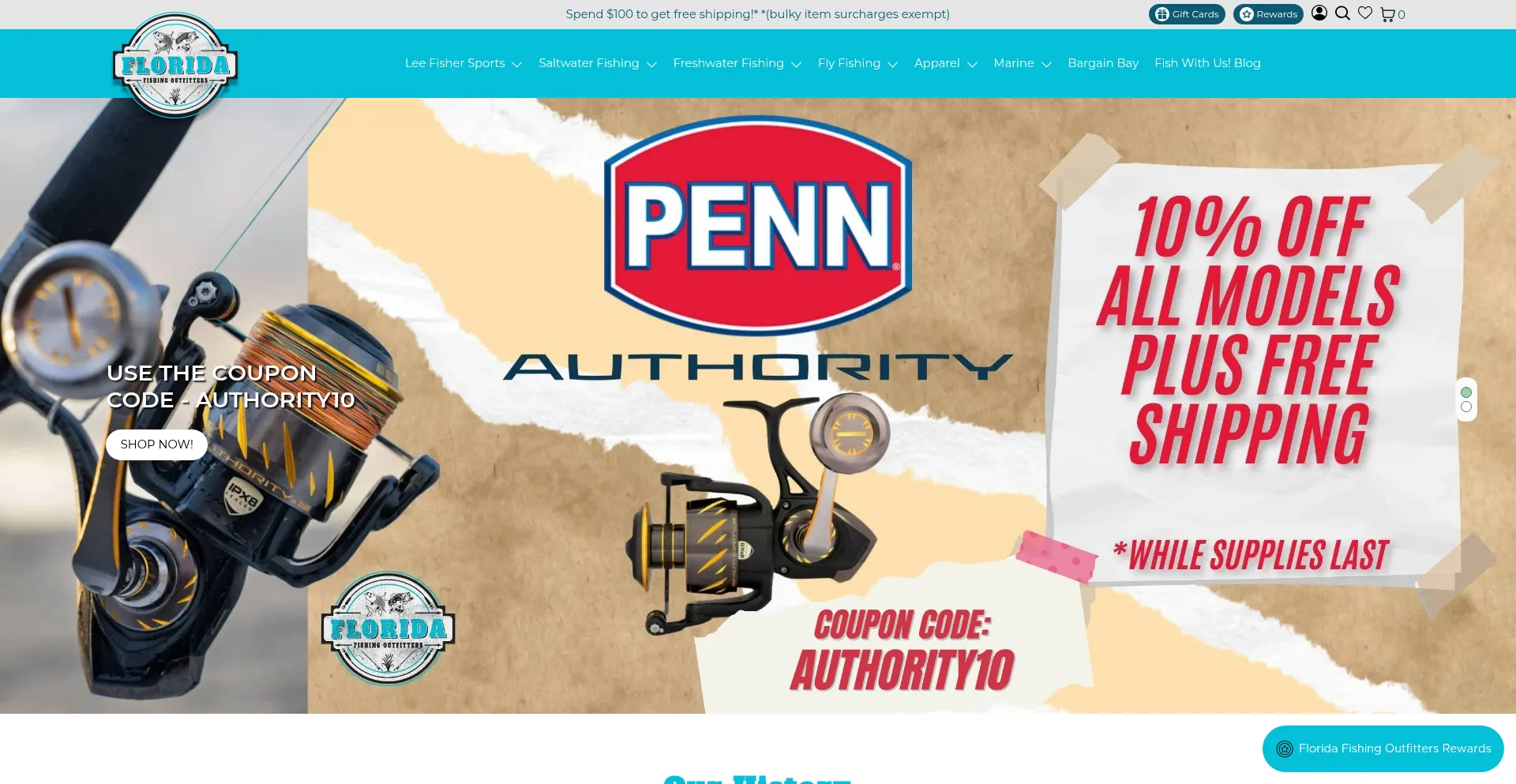 Website screenshot of Flfishingoutfitters.com
