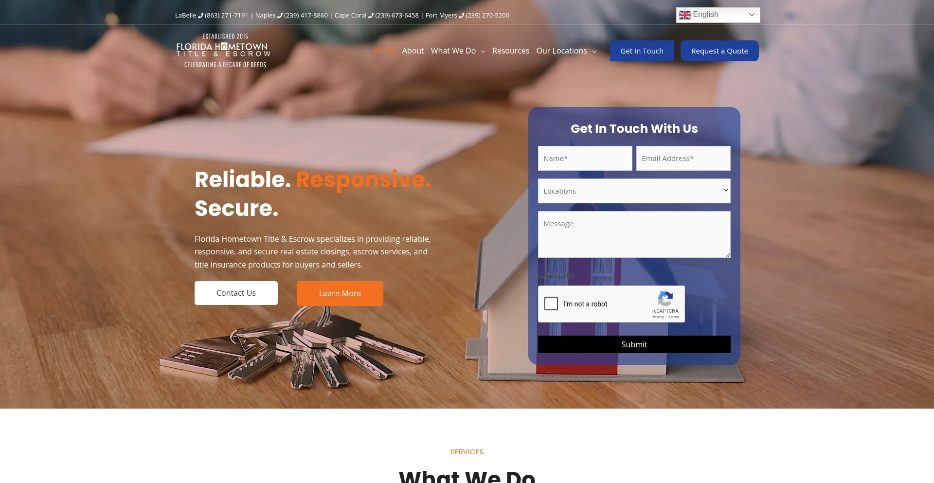 Website screenshot of Flhometowntitle.com