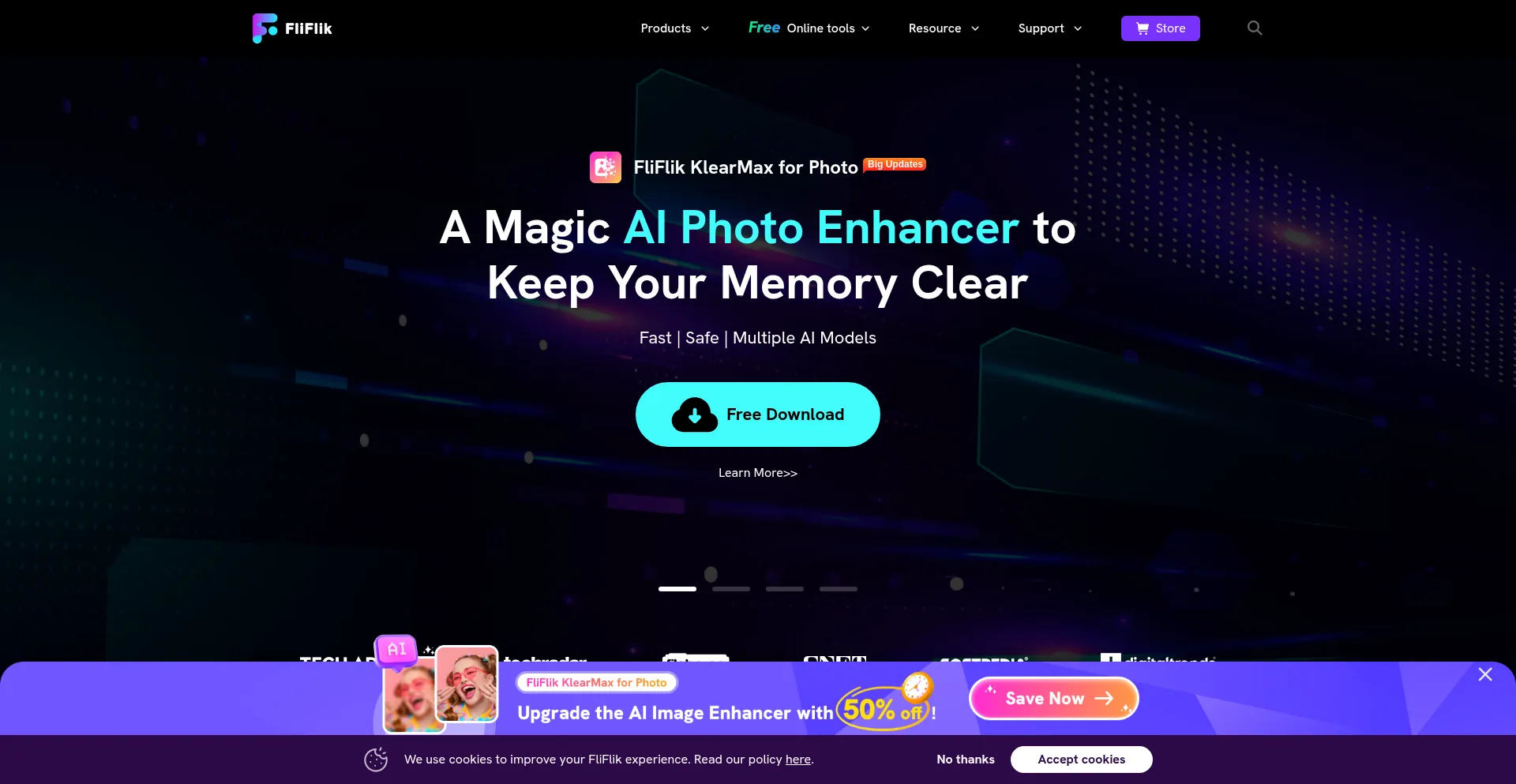 Website screenshot of Fliflik.com
