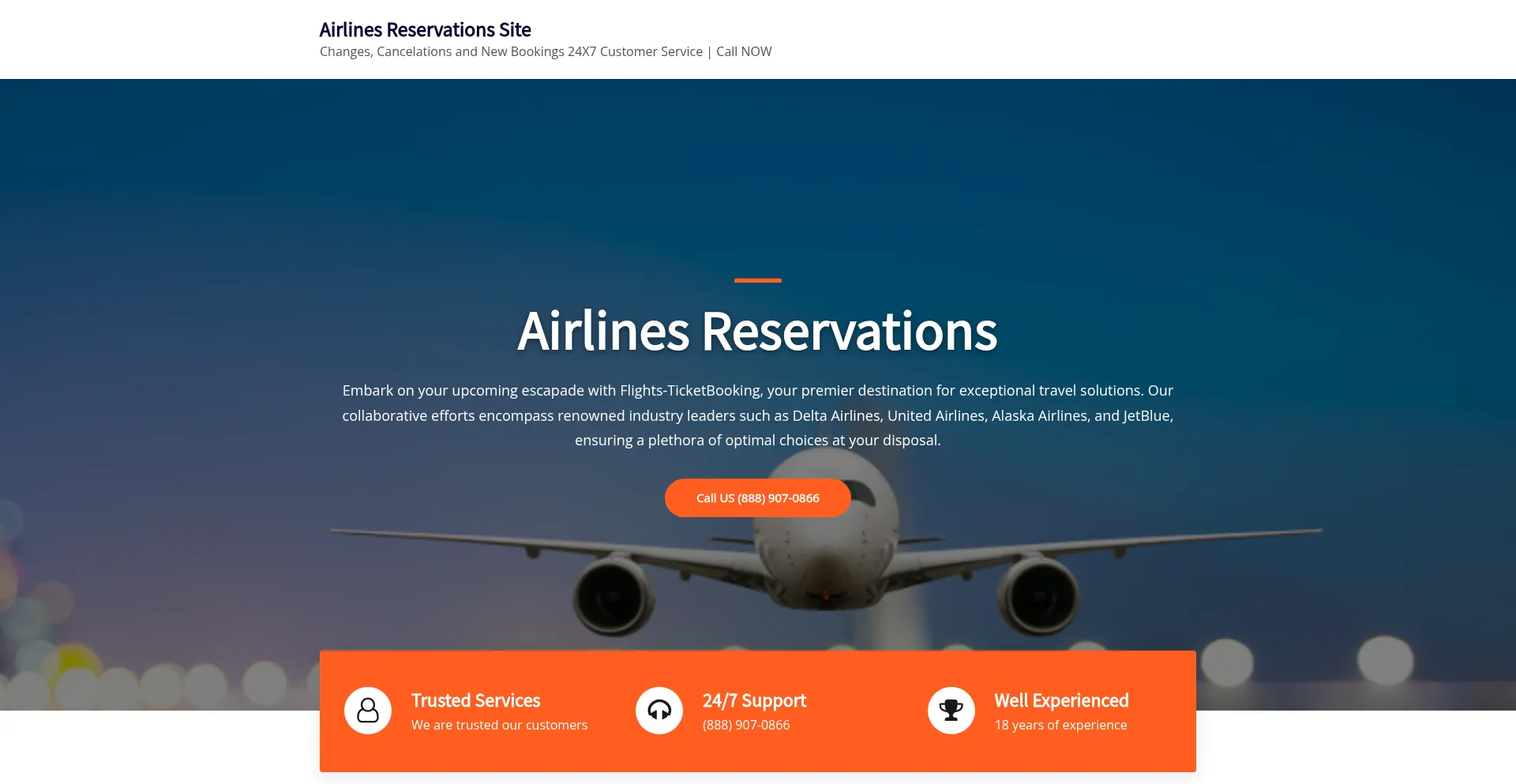 Website screenshot of Flights-tktbooking.com
