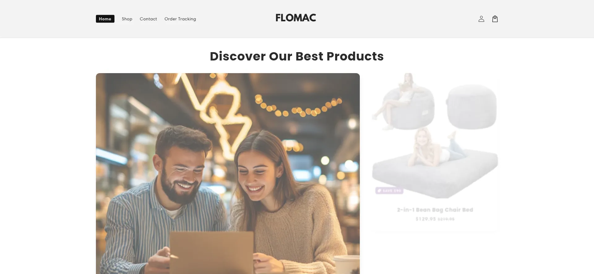 Website screenshot of Flomac.shop
