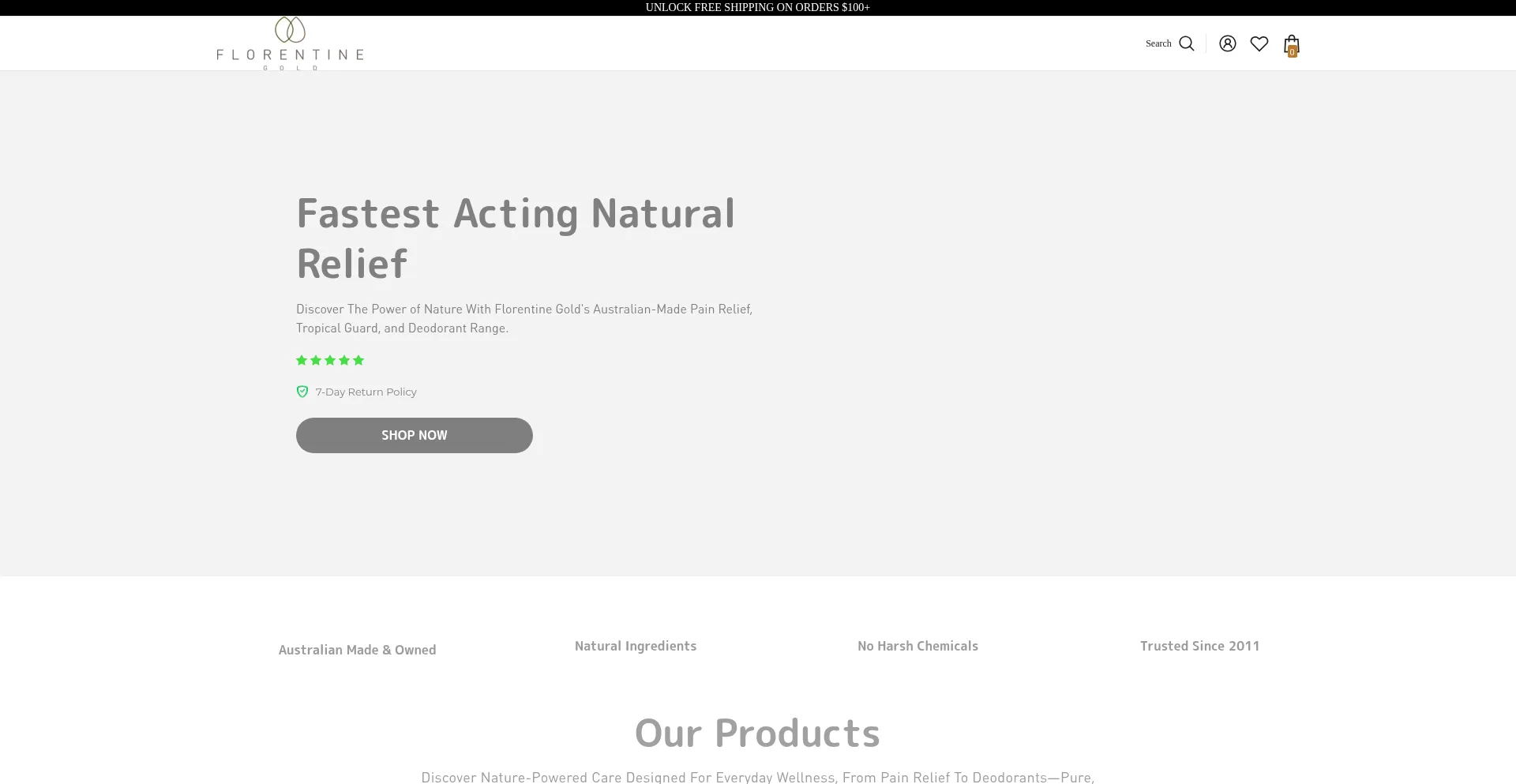 Website screenshot of Florentinegold.com.au