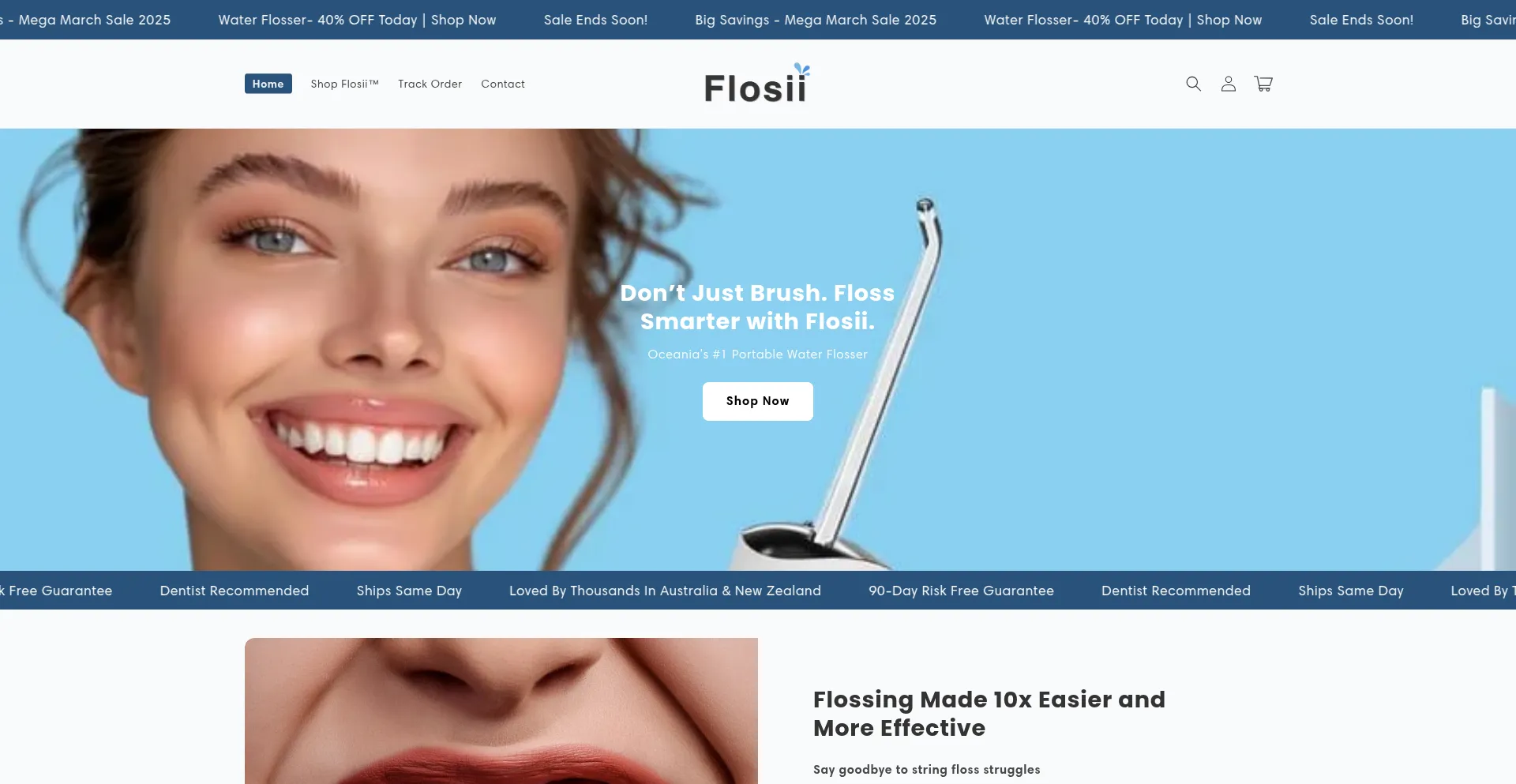 Website screenshot of Flosii.co.nz