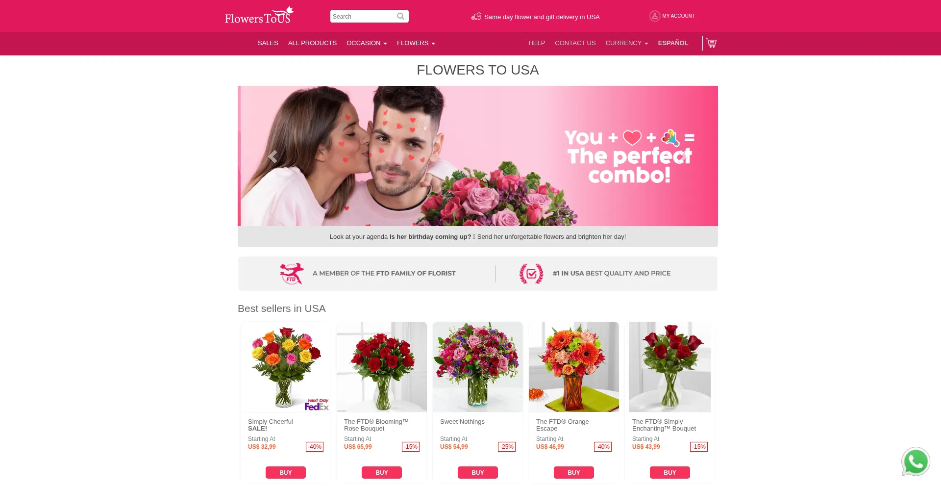 Website screenshot of Flowerstous.com