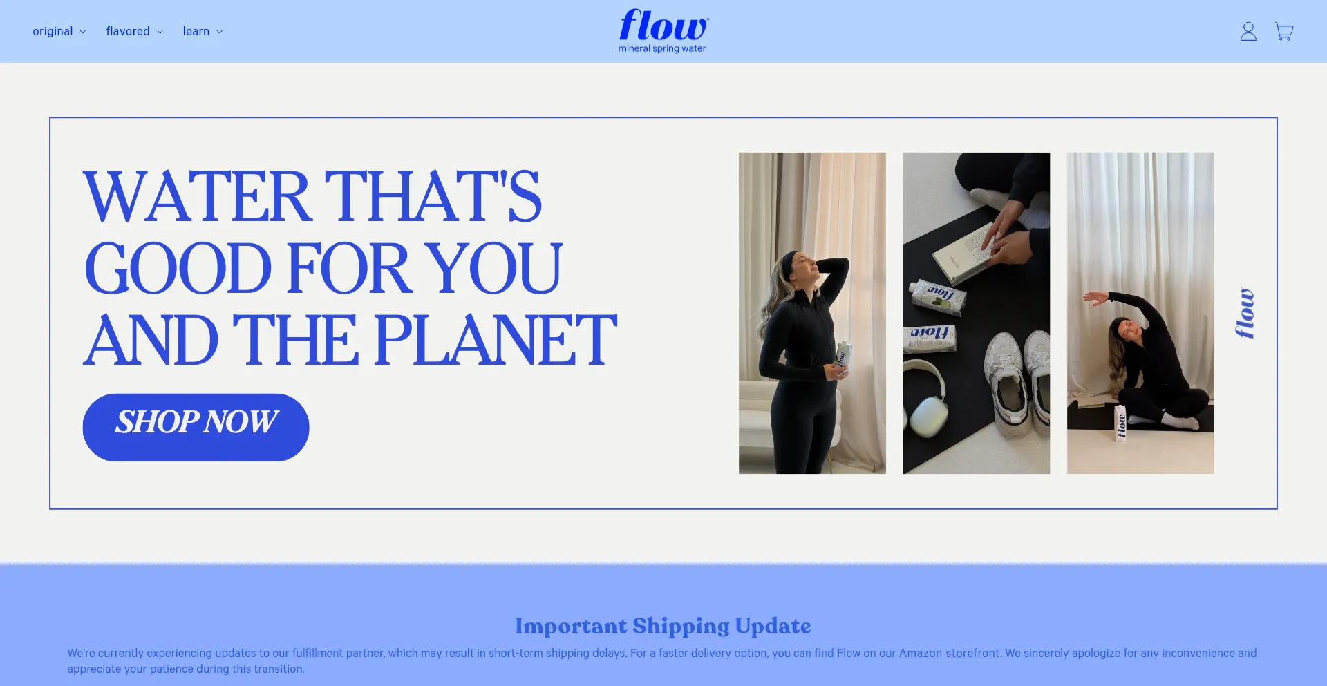 Website screenshot of Flowhydration.com