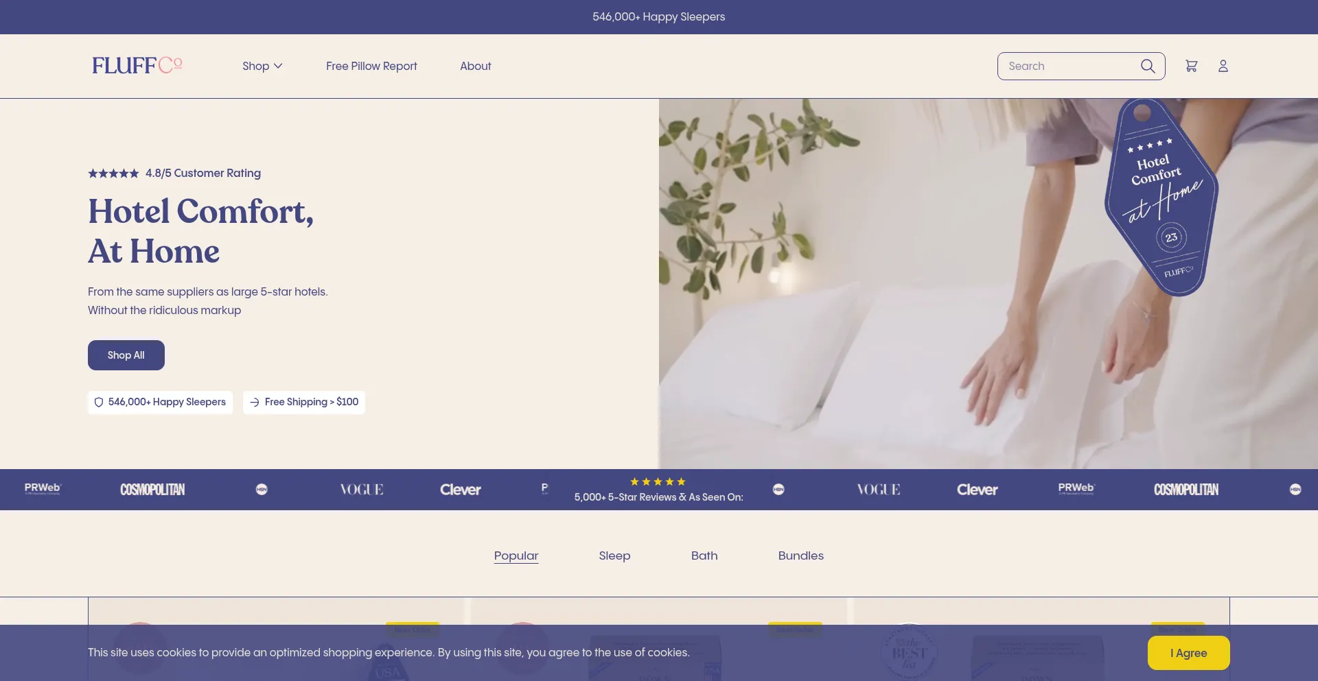 Website screenshot of Fluff.co