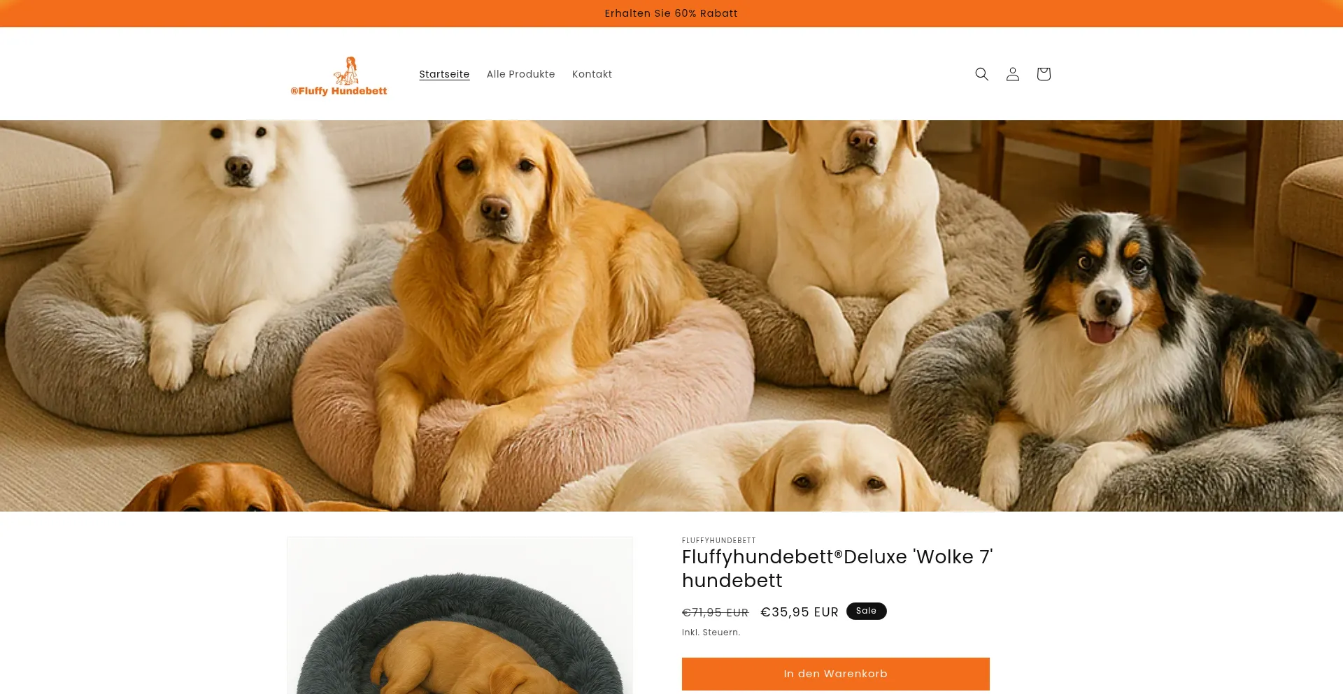 Website screenshot of Fluffyhundebett.com