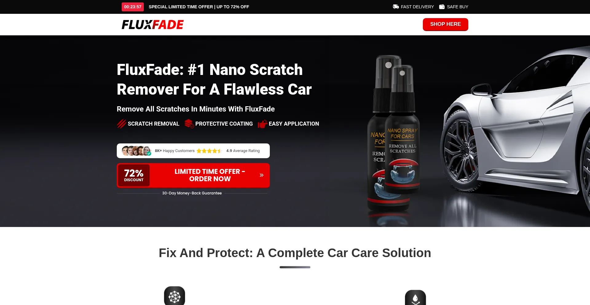 Website screenshot of Flux-fade.com