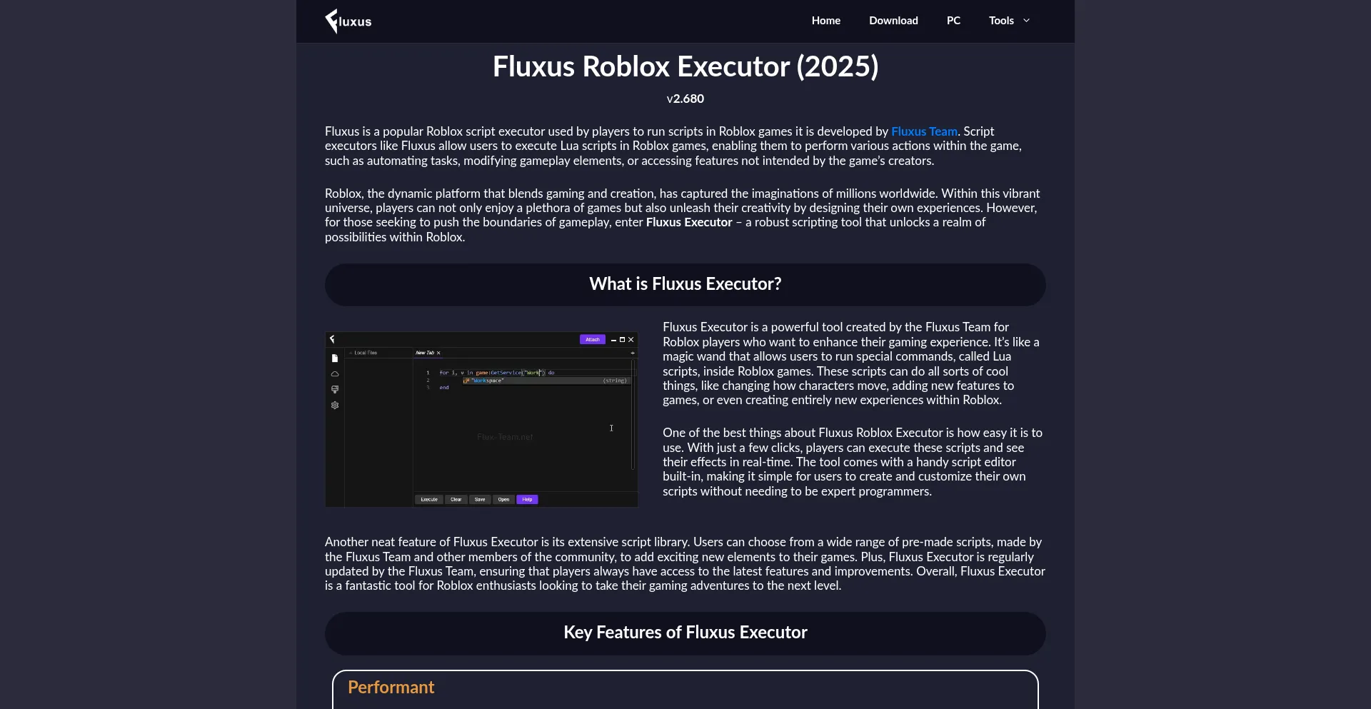 Website screenshot of Fluxus.team