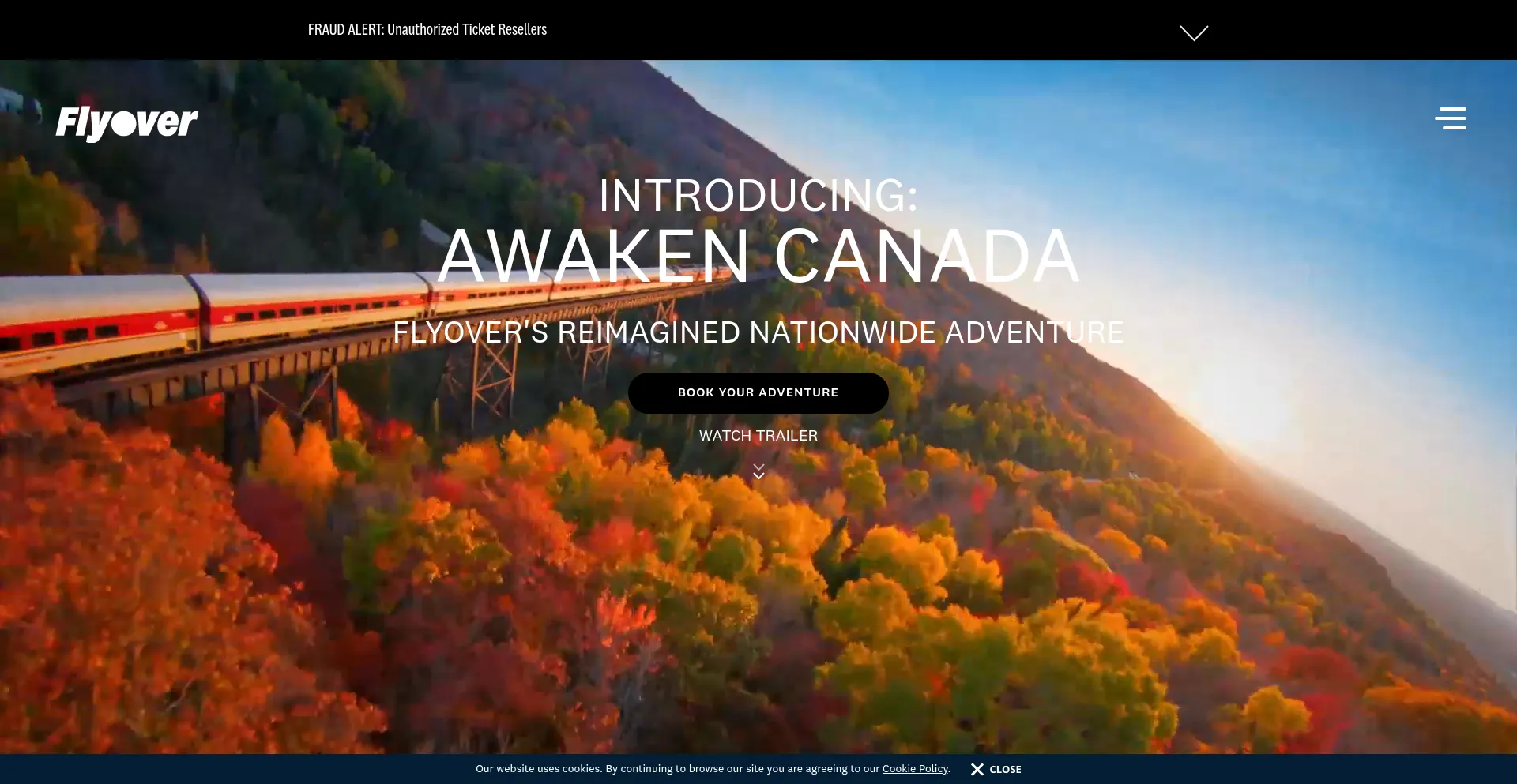 Website screenshot of Flyovercanada.com