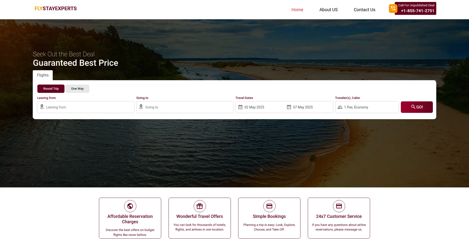 Website screenshot of Flystayexperts.com