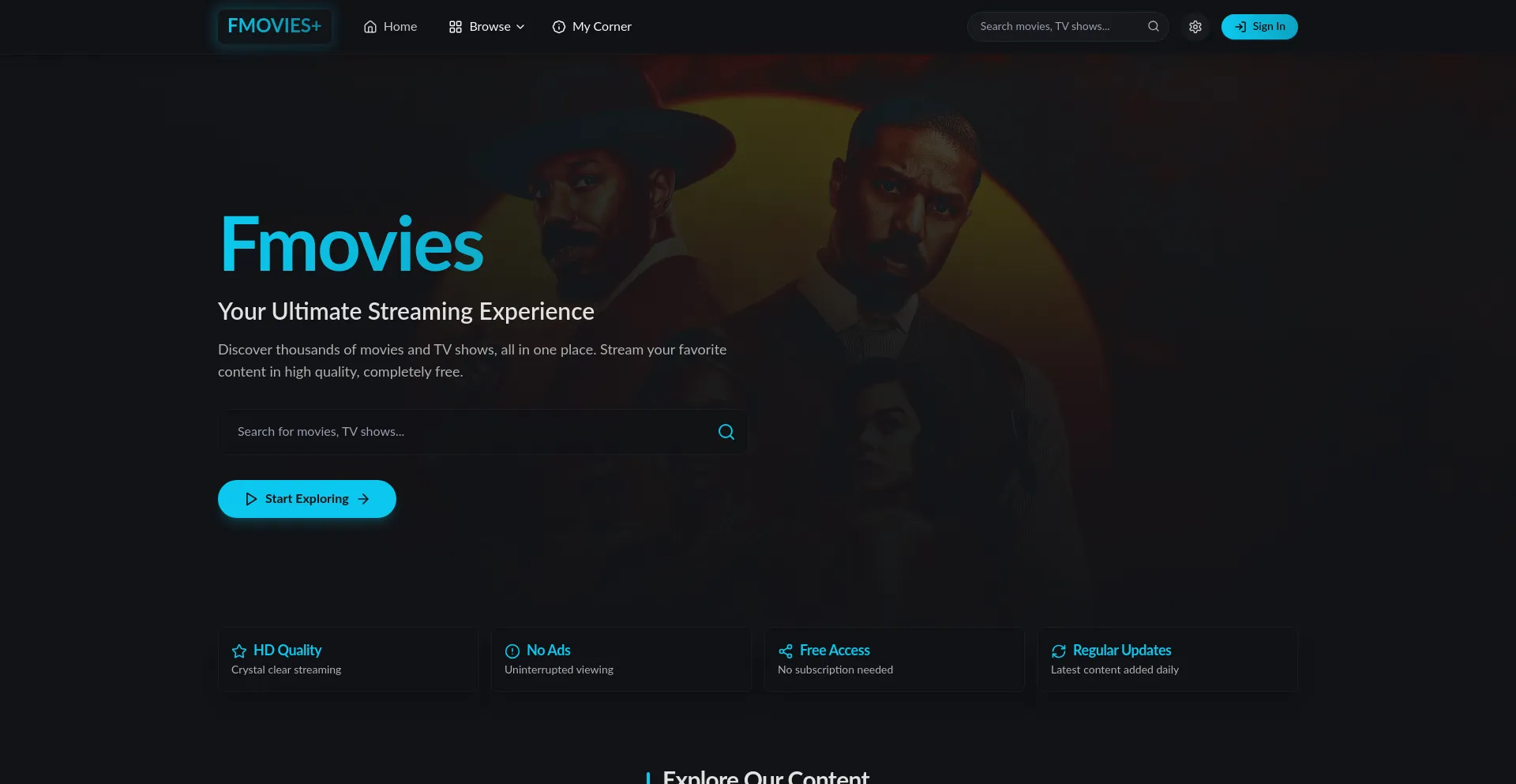 Website screenshot of Fmovies.cat