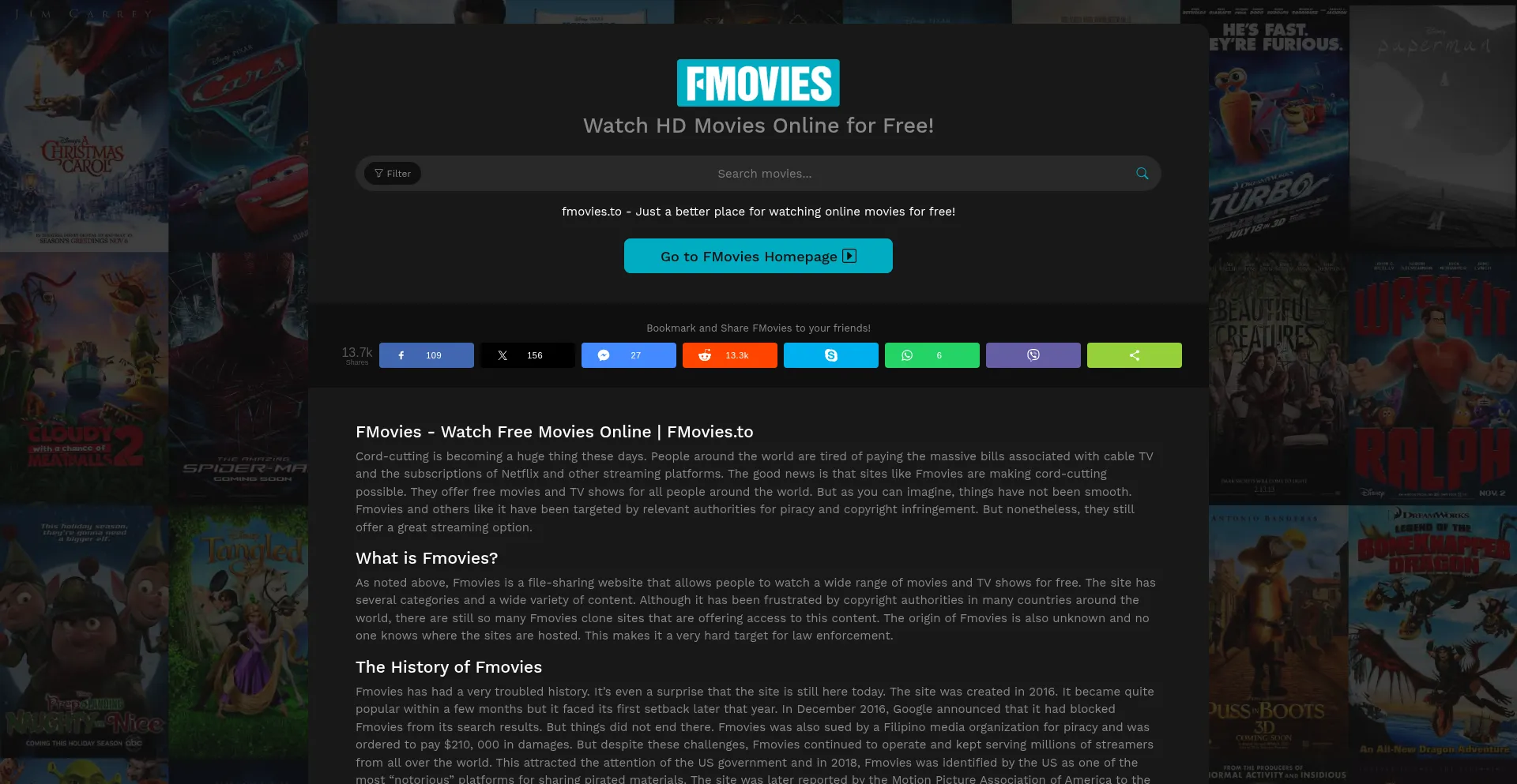 Website screenshot of Fmovies0.cc