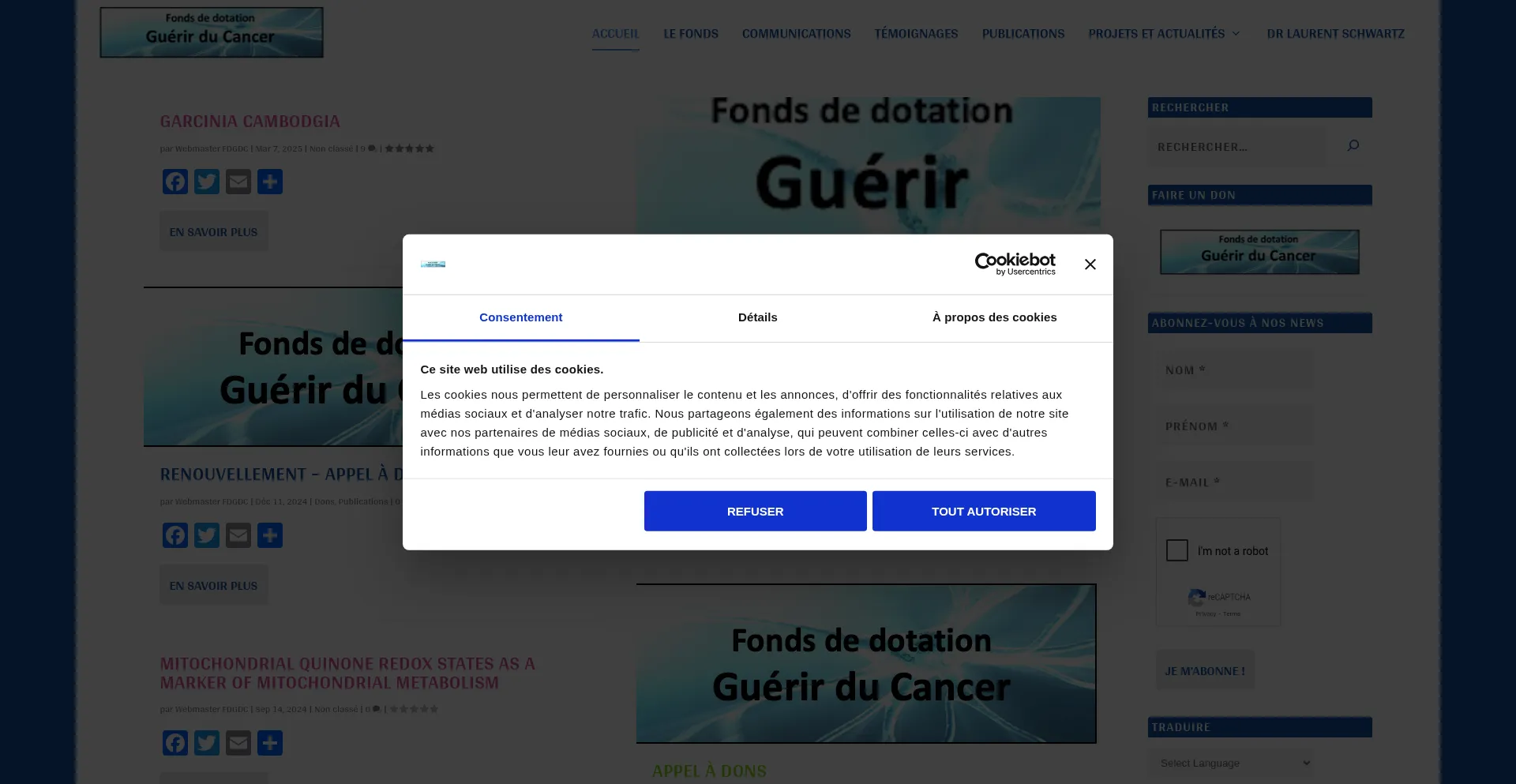 ¿És Seguro y Confiable Fondsguerirducancer.fr?