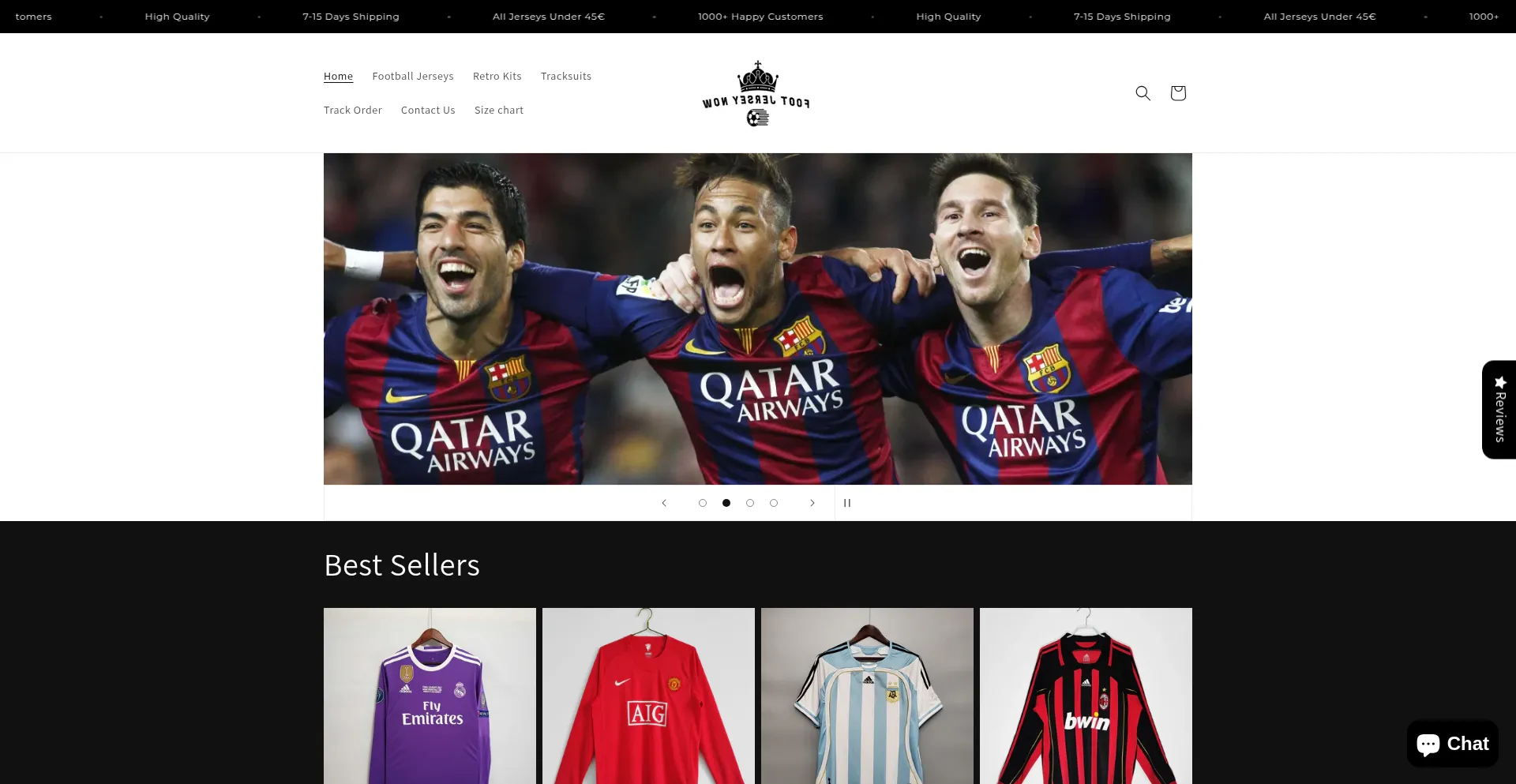 Website screenshot of Footjerseynow.com