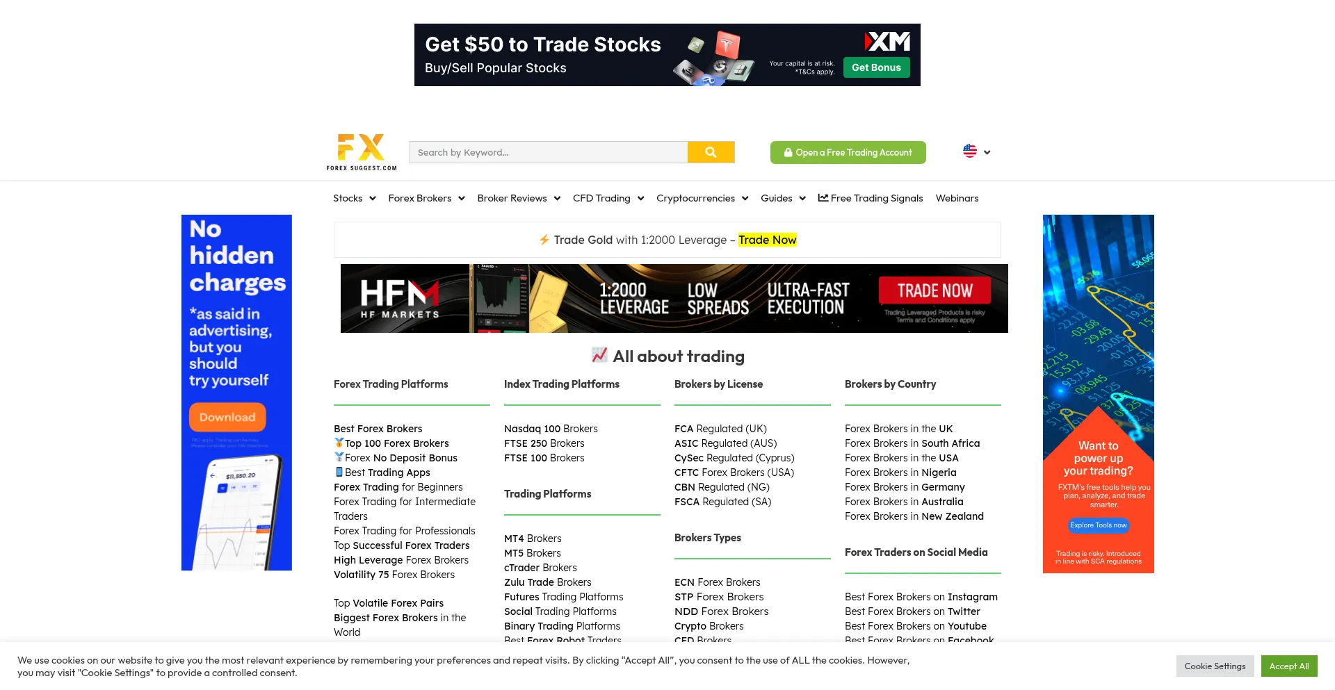 Website screenshot of Forexsuggest.com