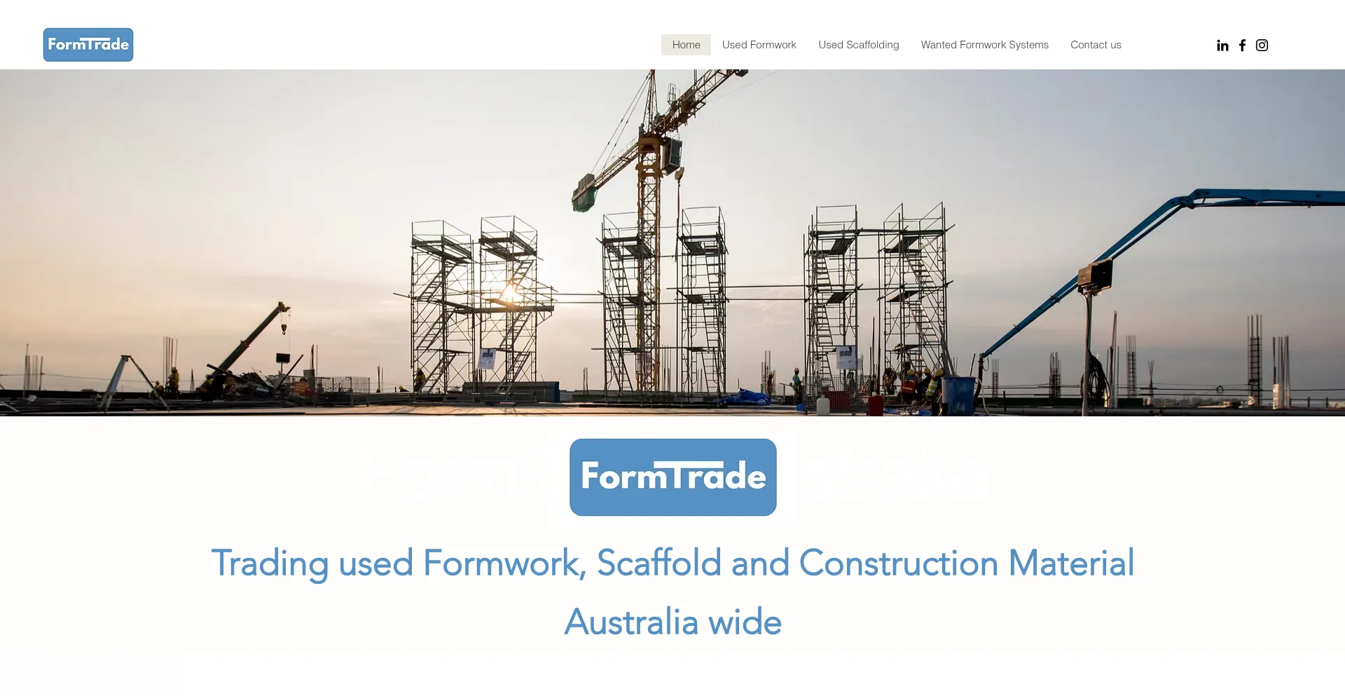 Website screenshot of Formtrade.com.au