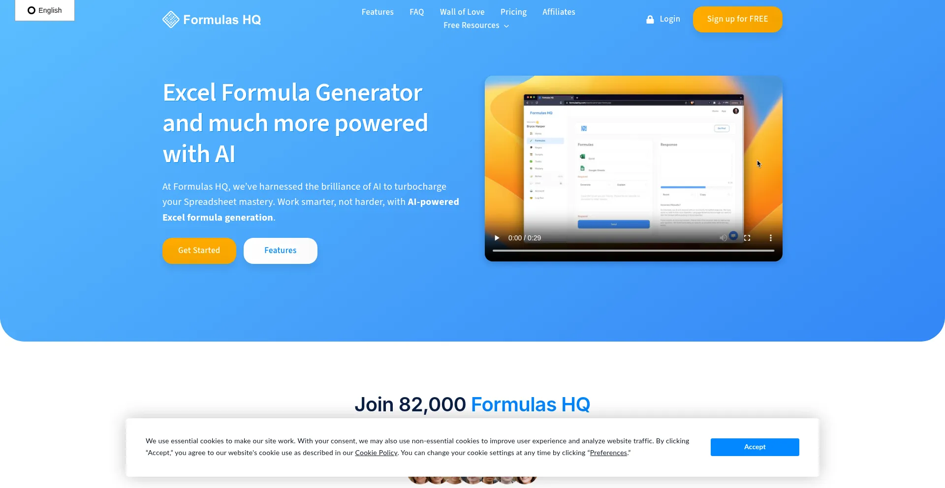 Website screenshot of Formulashq.com