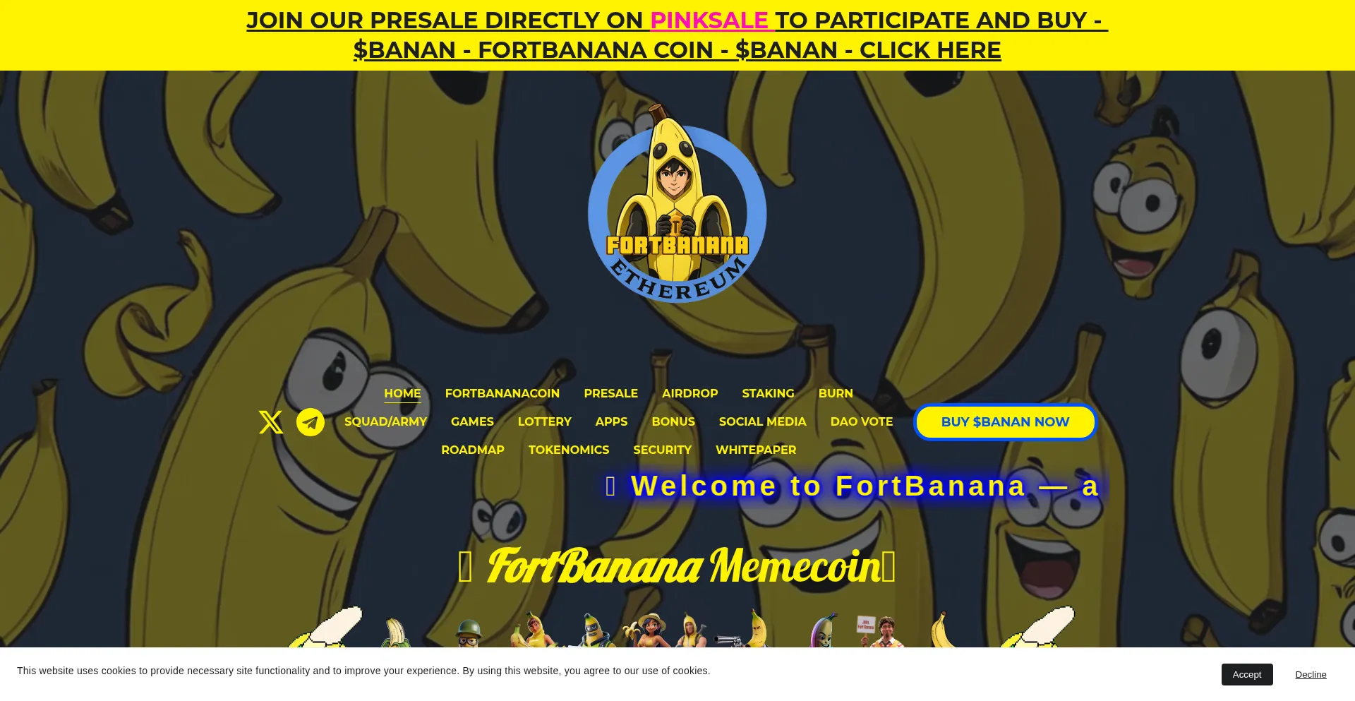 Website screenshot of Fortbanana.com