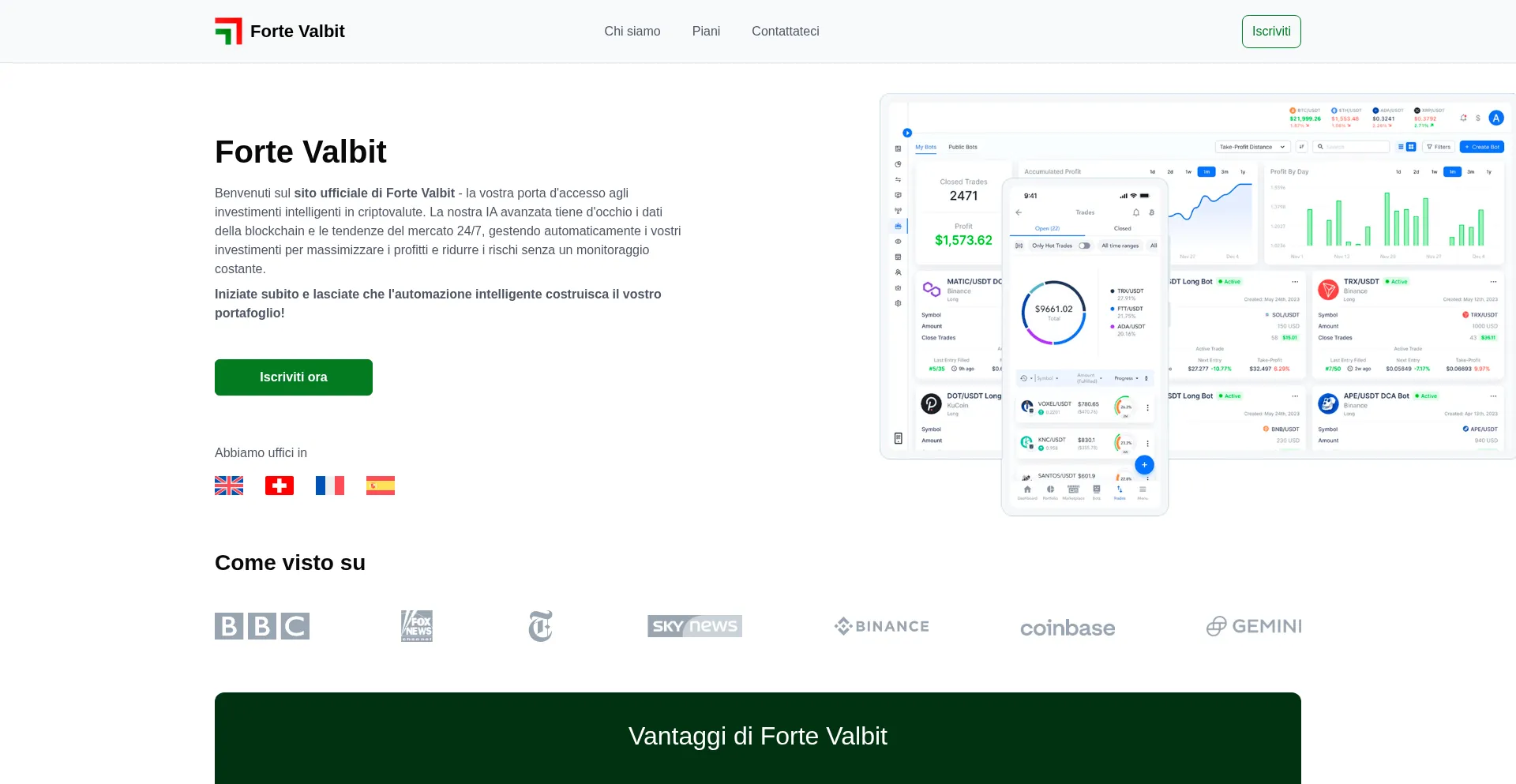 Website screenshot of Fortevalbit.it