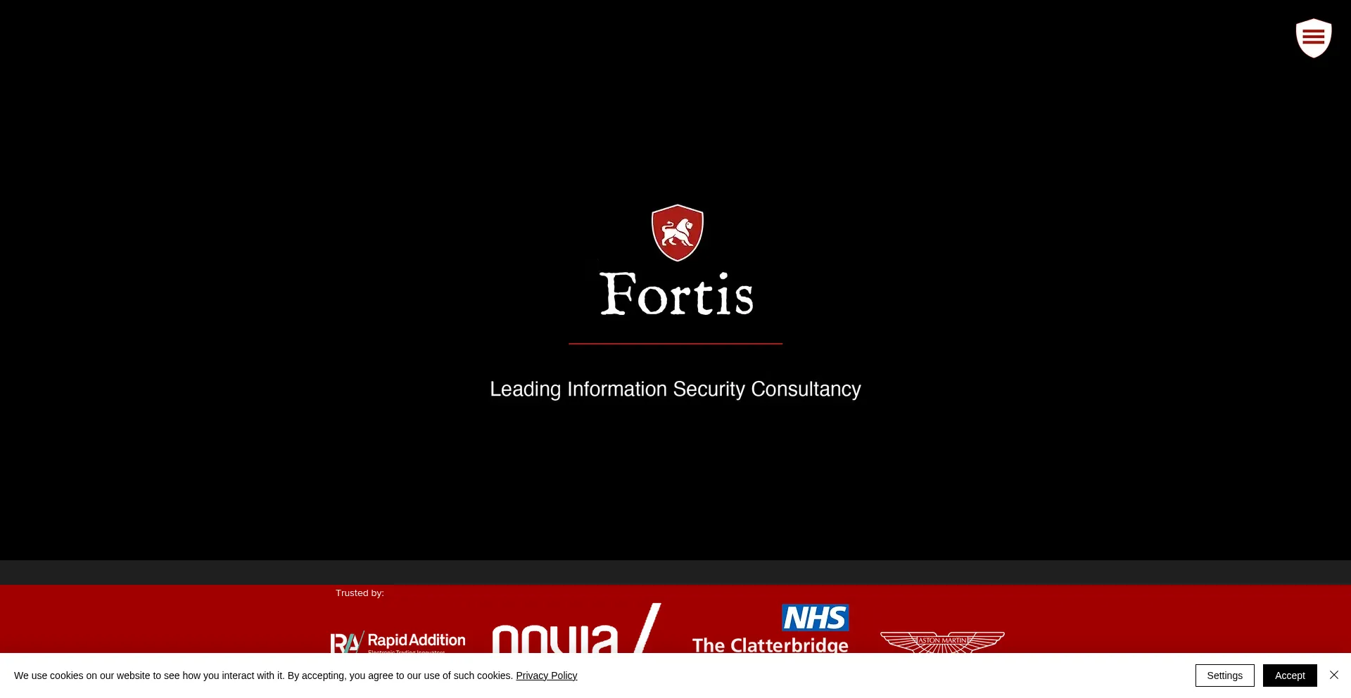 Website screenshot of Fortiscyber.co.uk